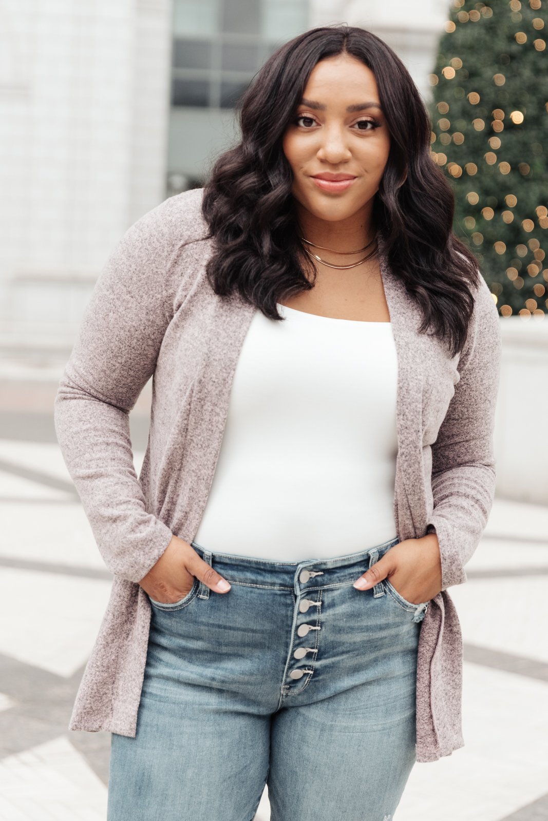 Sienna Sweater knit Cardigan In Light Blush