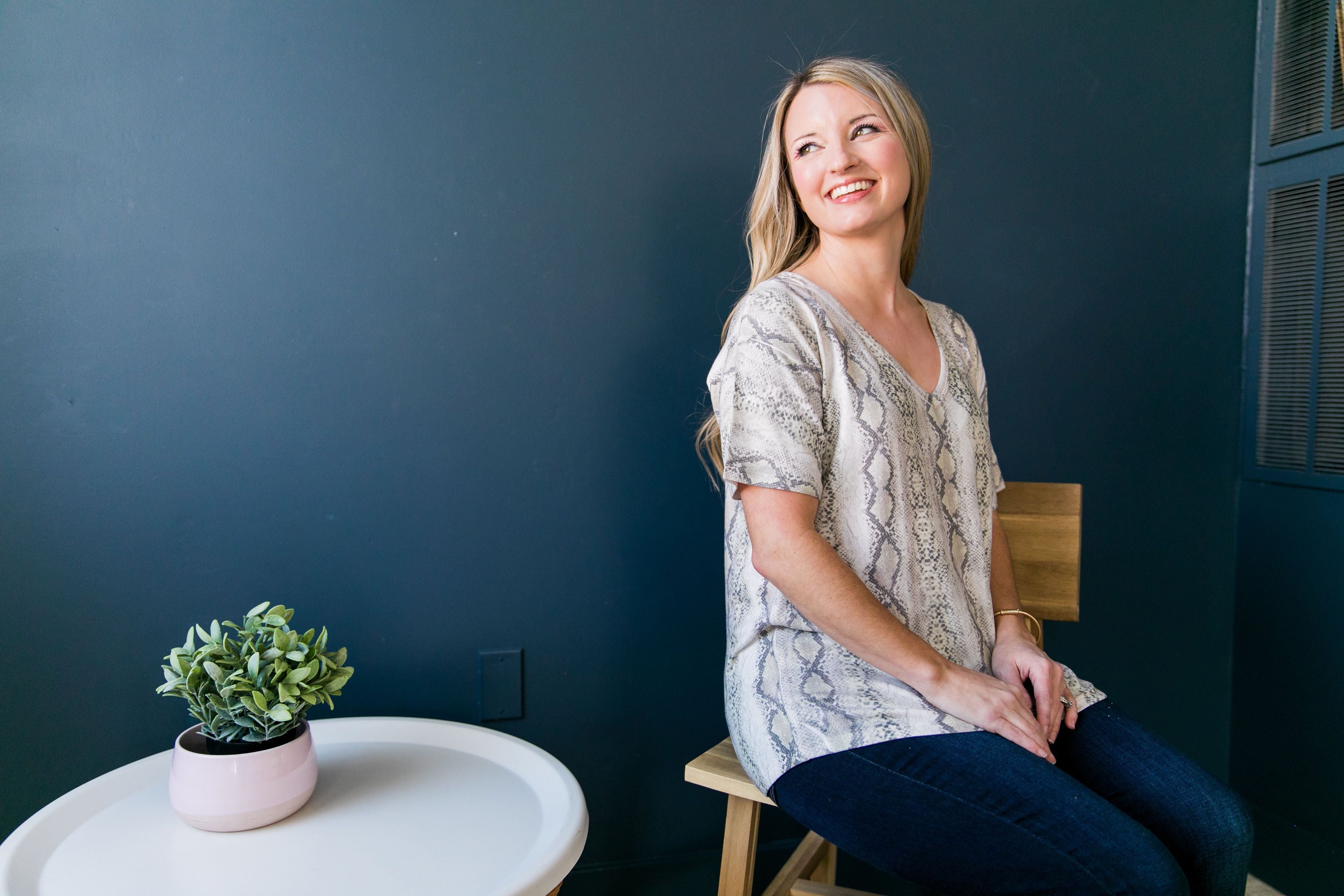 Snakeskin V-Neck Top