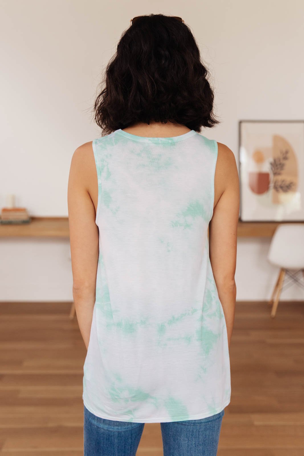 Subtle Tie Dye Tank In Mint
