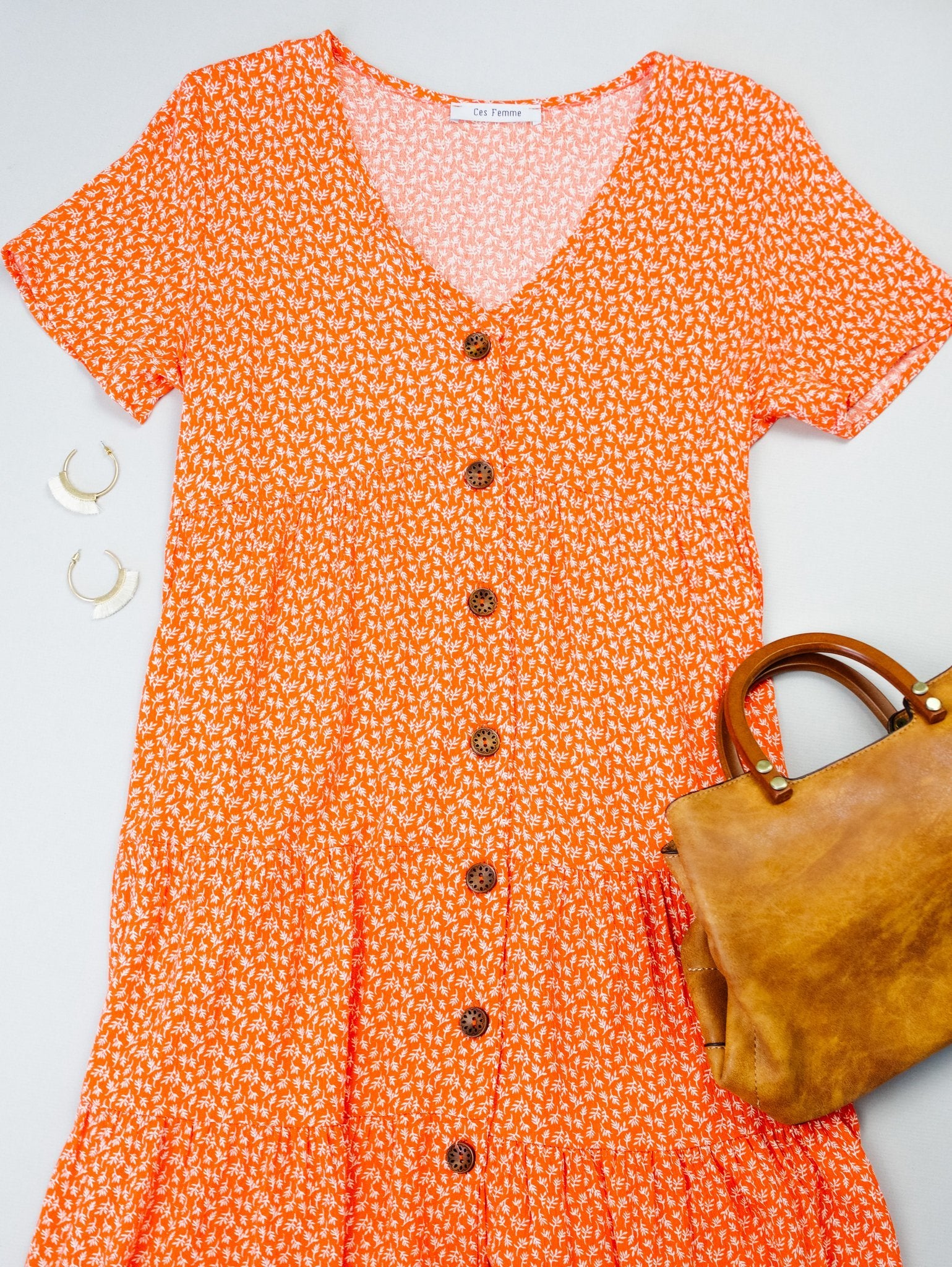 Summertime Button-Down Dress In Coral