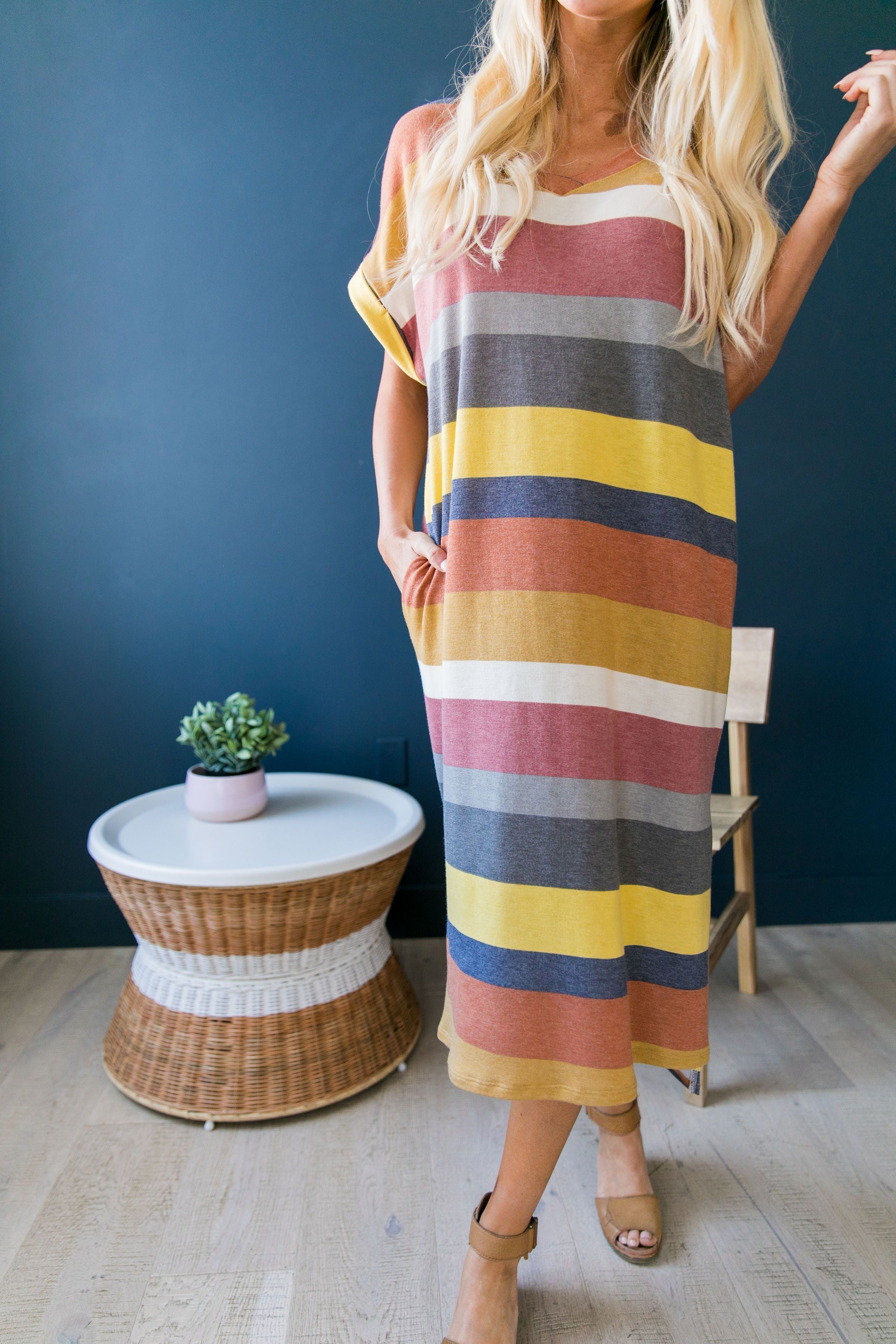 Sunset Beach Striped T-Shirt Dress
