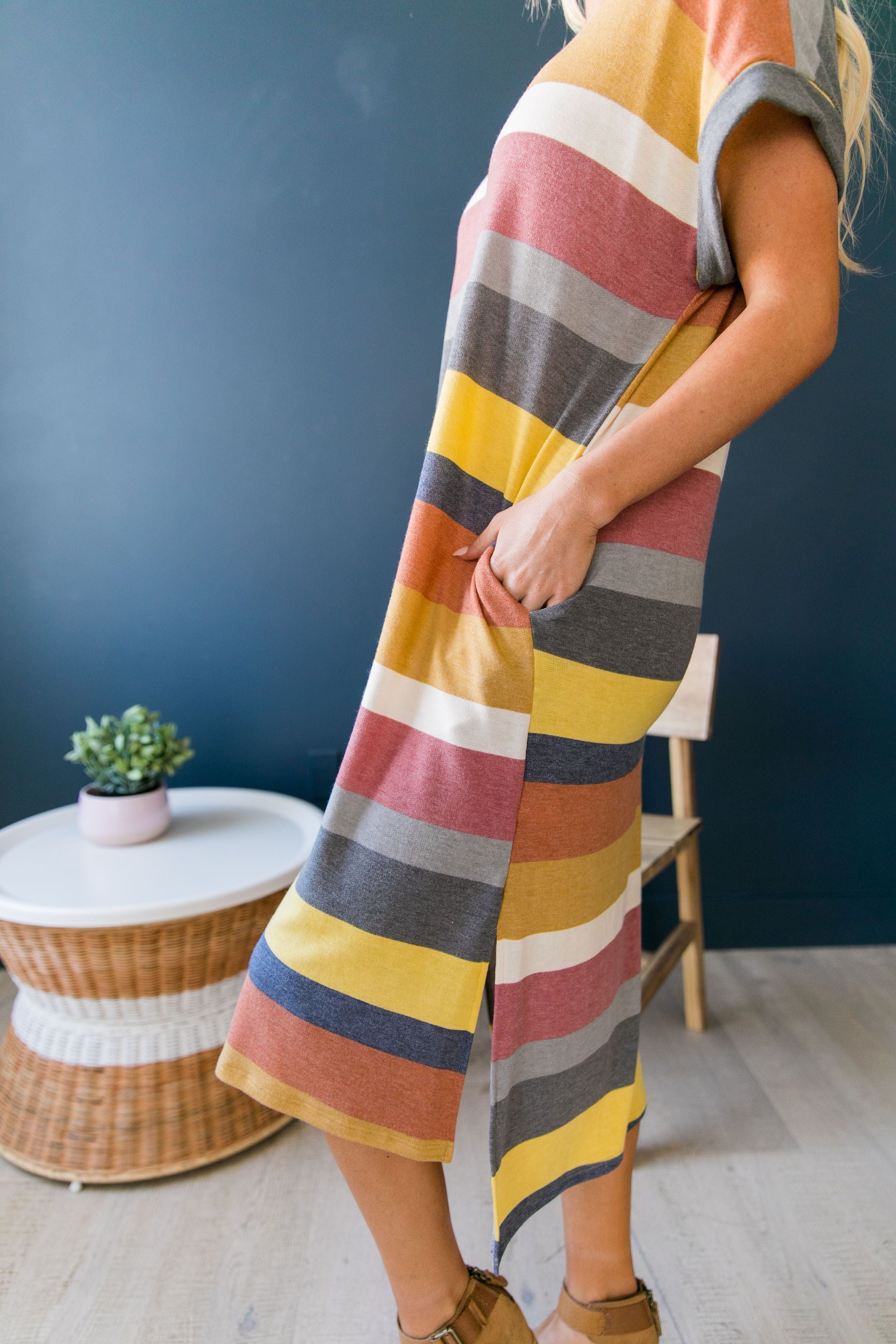 Sunset Beach Striped T-Shirt Dress