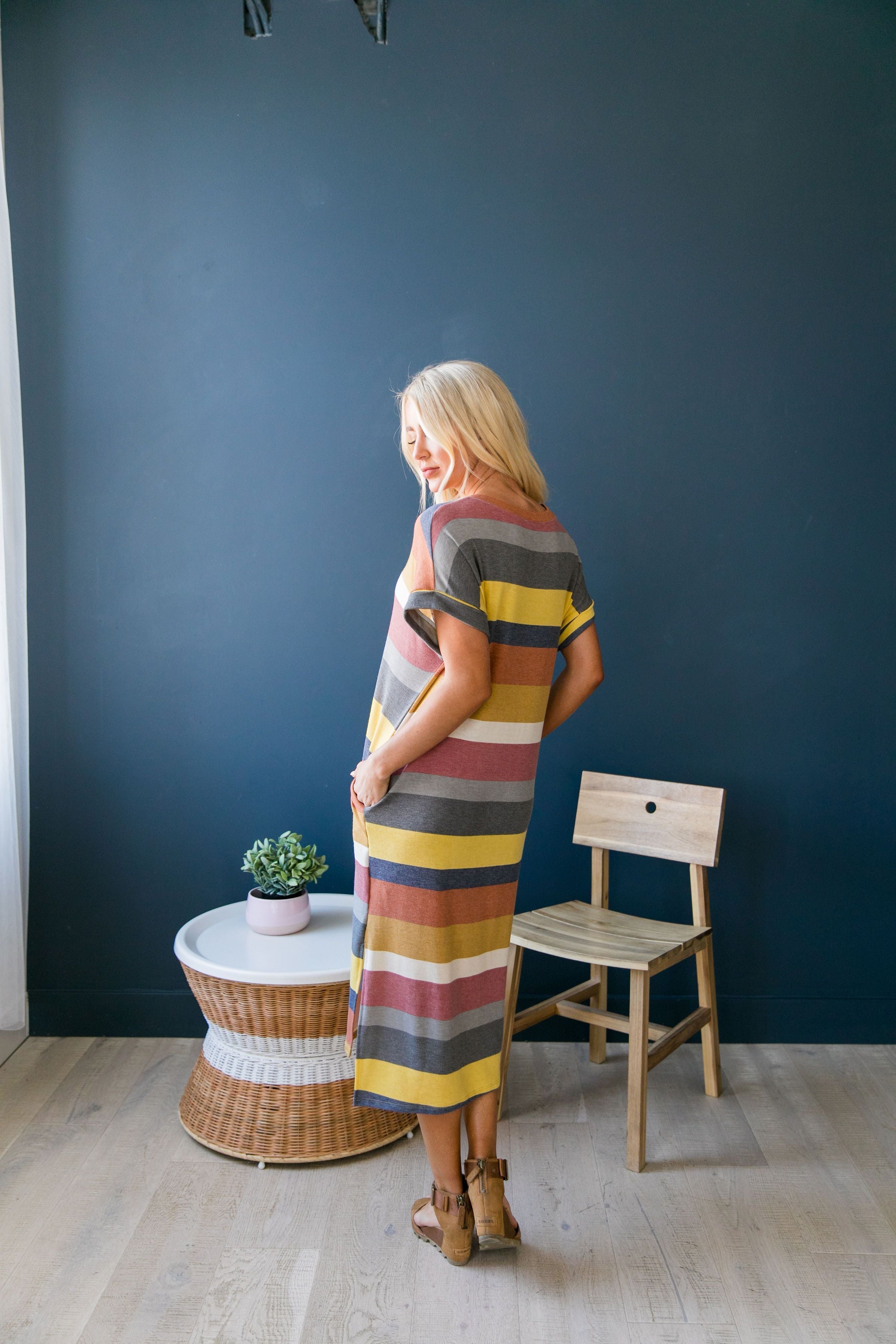 Sunset Beach Striped T-Shirt Dress