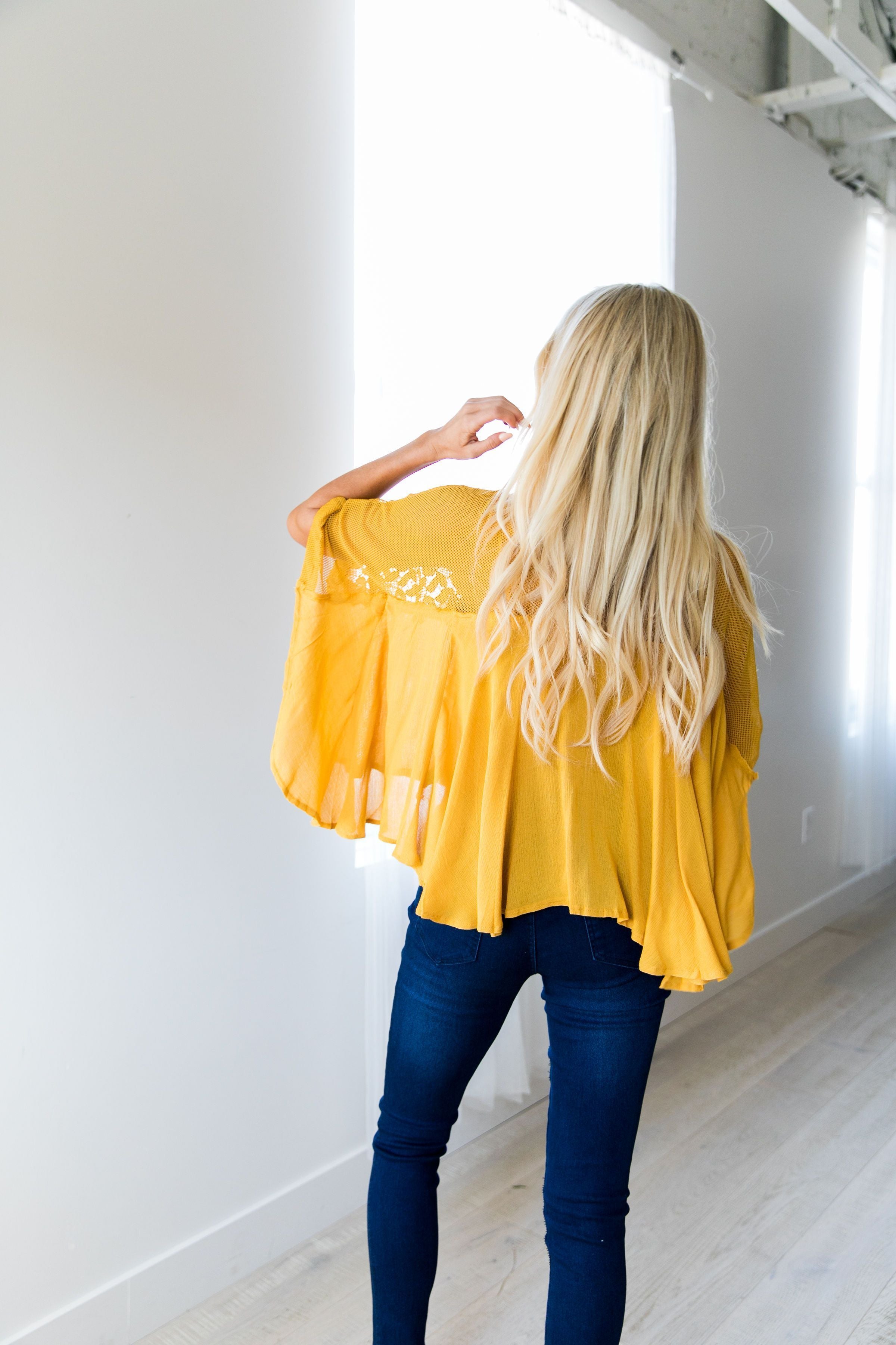 Sweet As Honey Mesh + Lace Blouse - ALL SALES FINAL