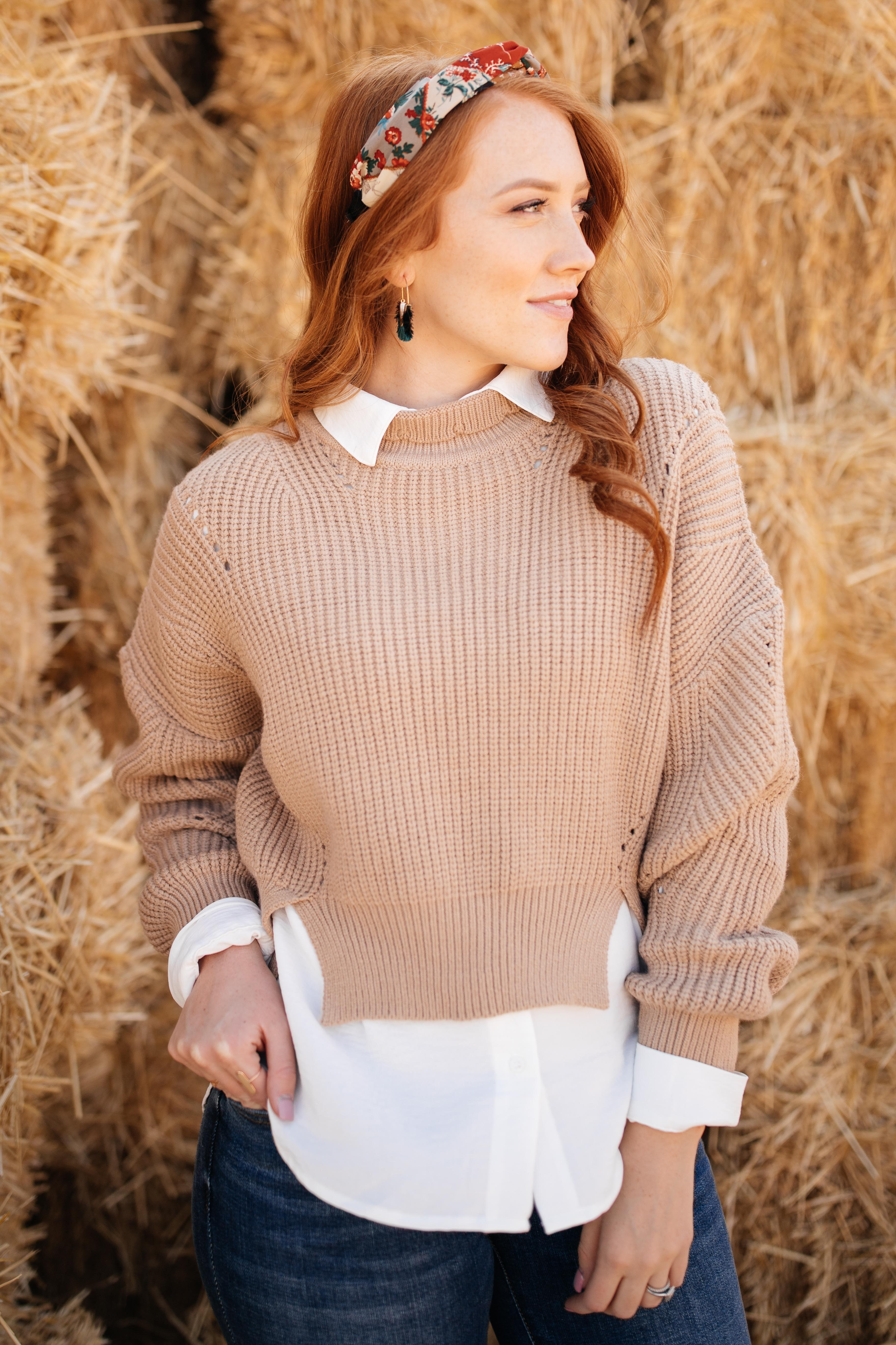 The Clara Turtle Neck Top in Taupe
