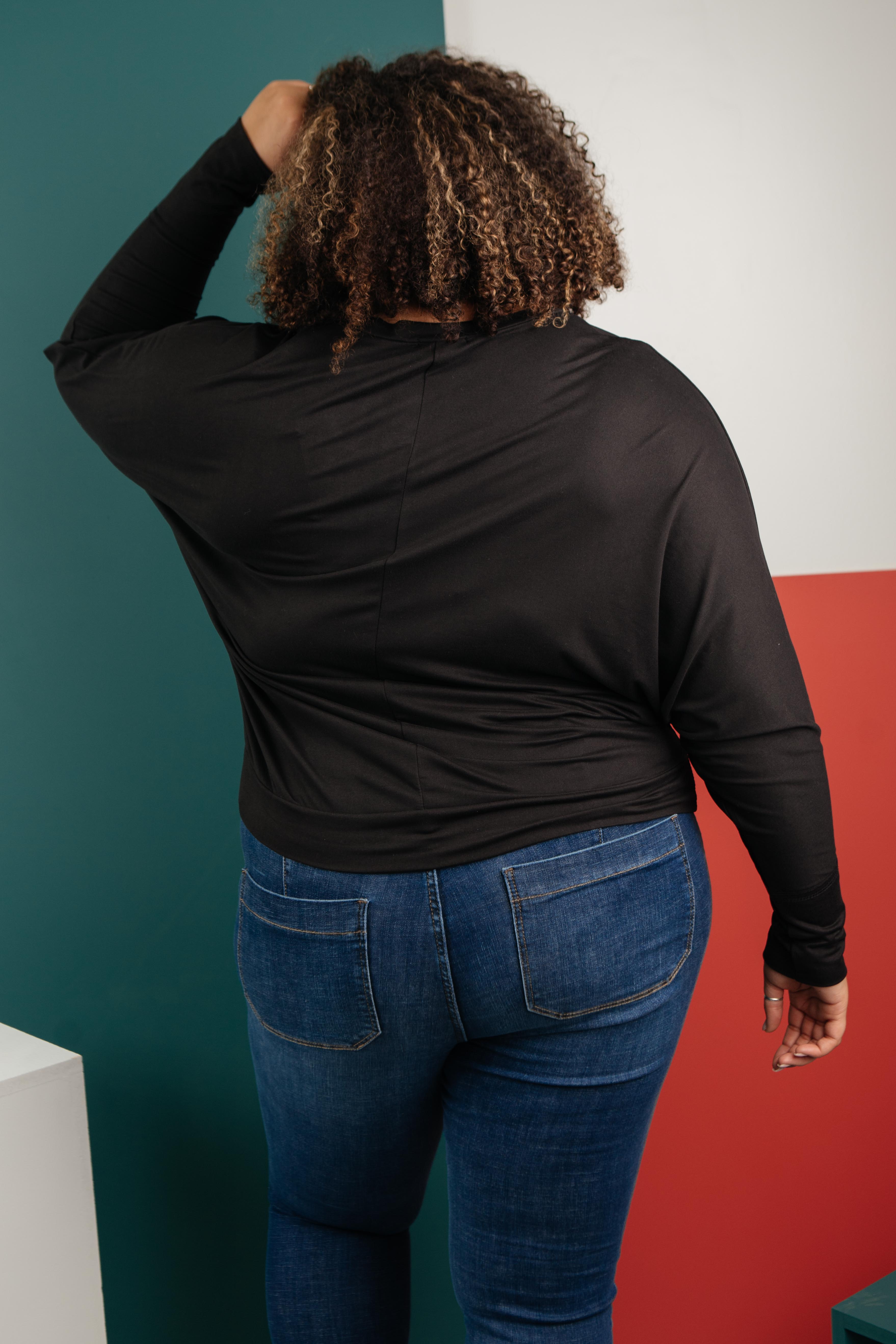 The Lillian Cut-Out Neckline Top in Black