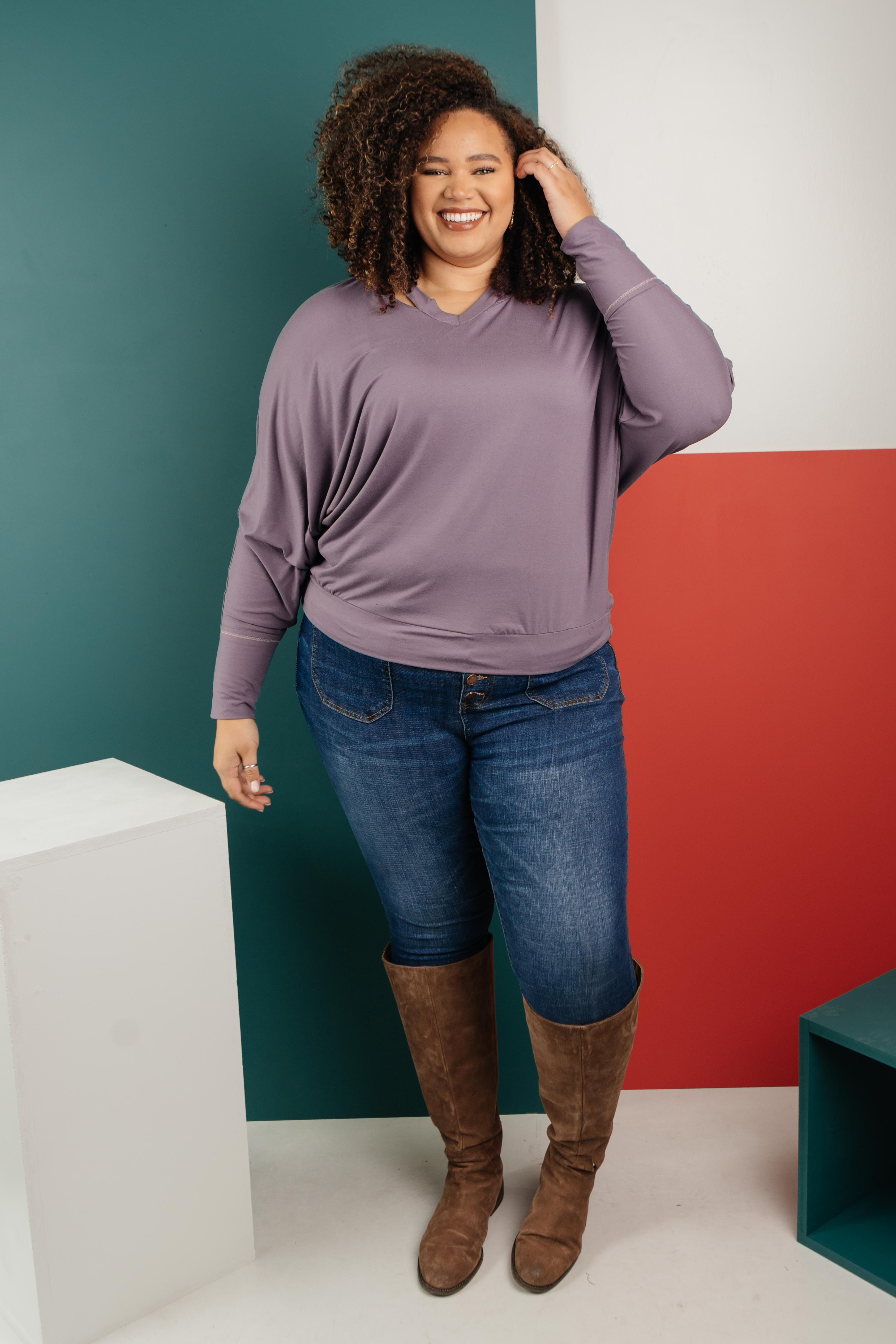 The Lillian Cut-Out Neckline Top in Lilac