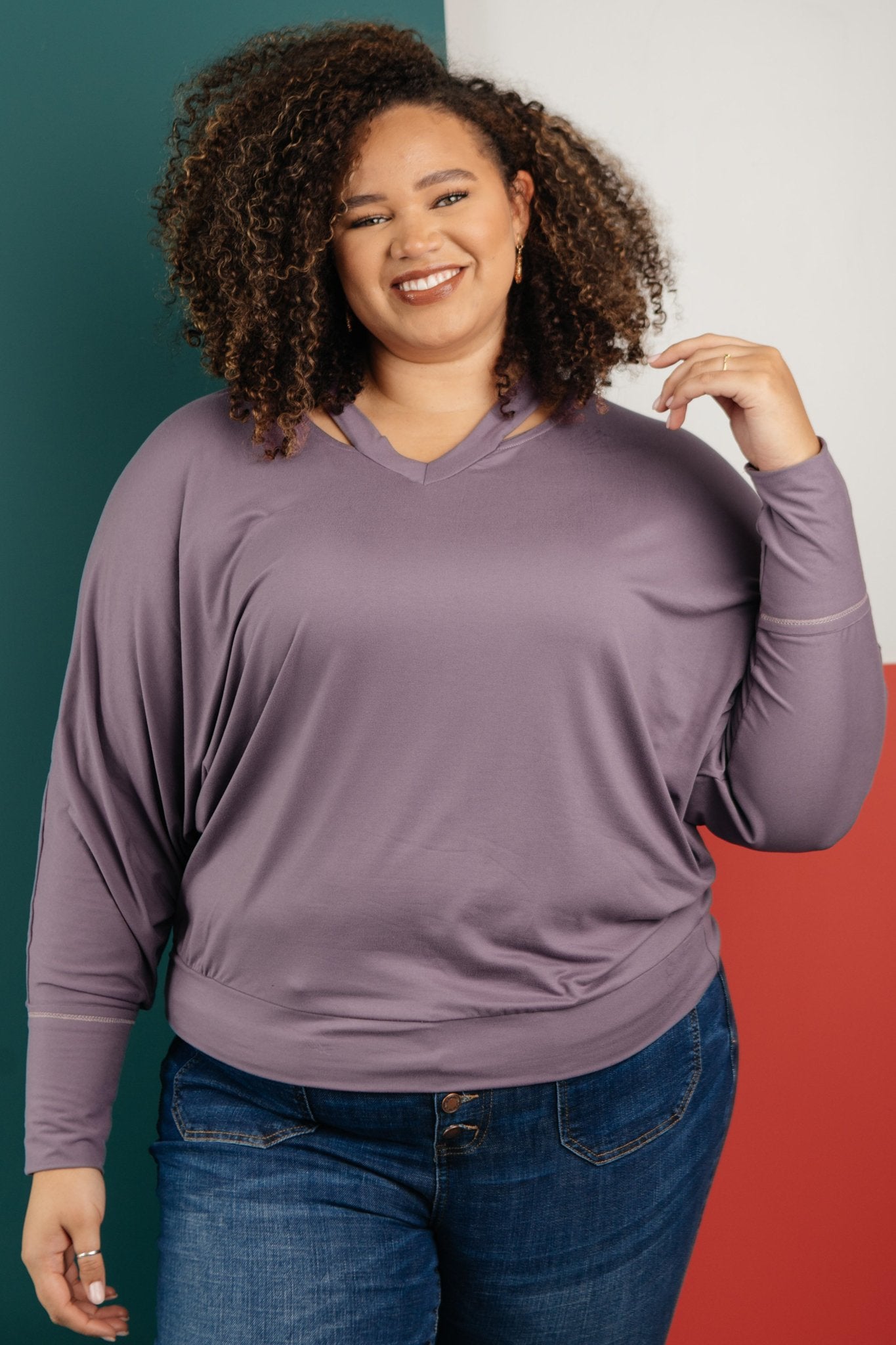 The Lillian Cut-Out Neckline Top in Lilac