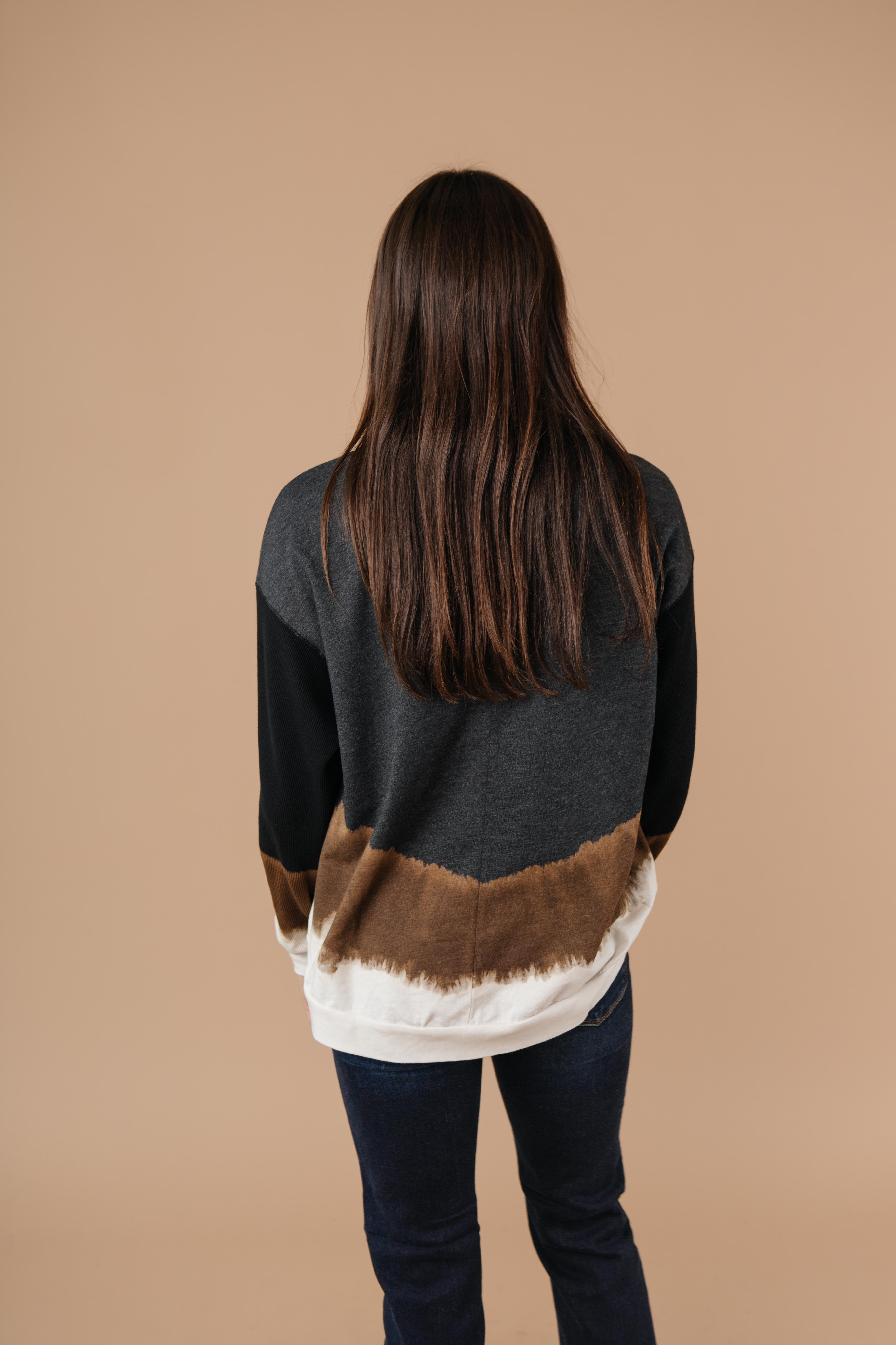 Tie Dye Chevron Pullover In Black