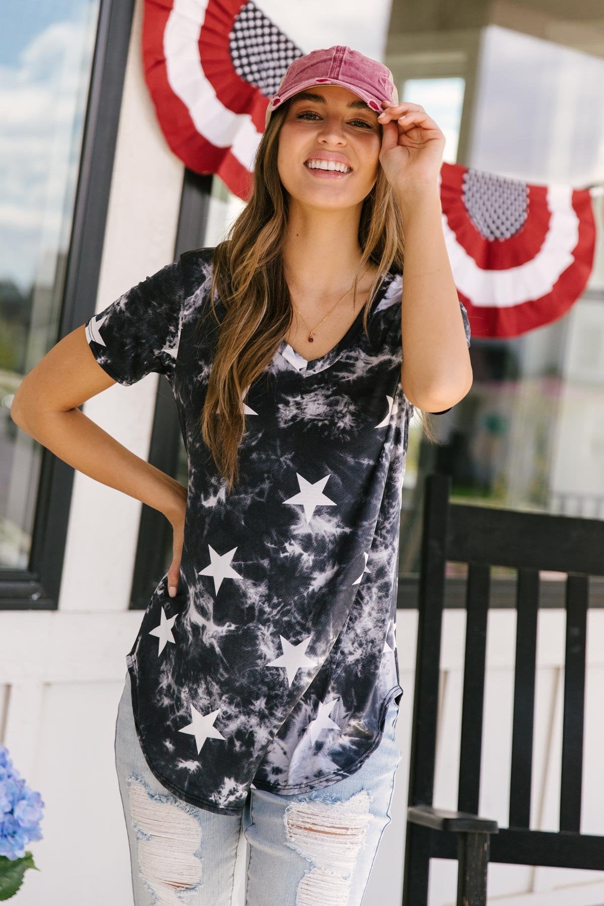 Tie Dye Glory V-neck In Black