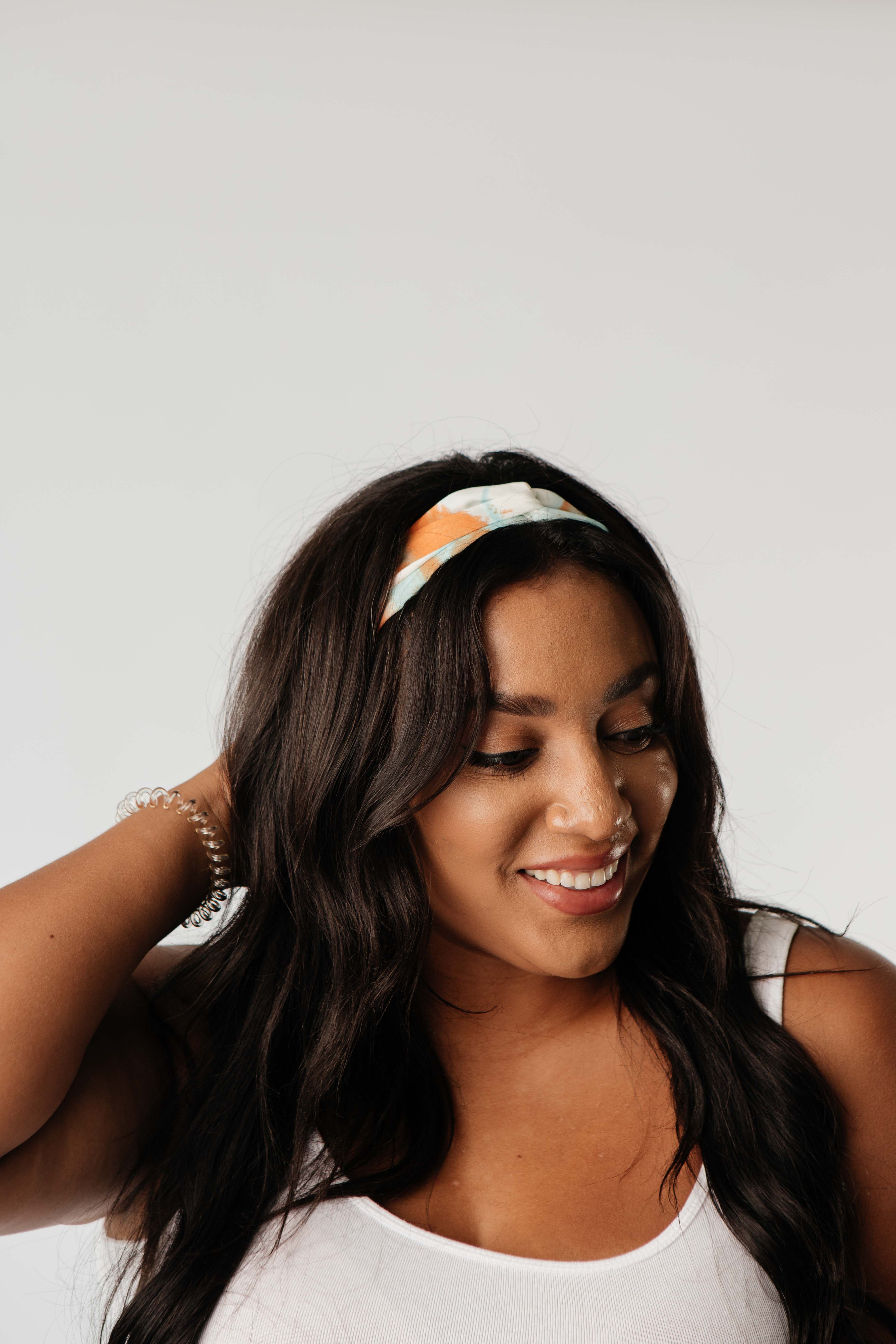Tie Dye Headband In Aqua & Orange