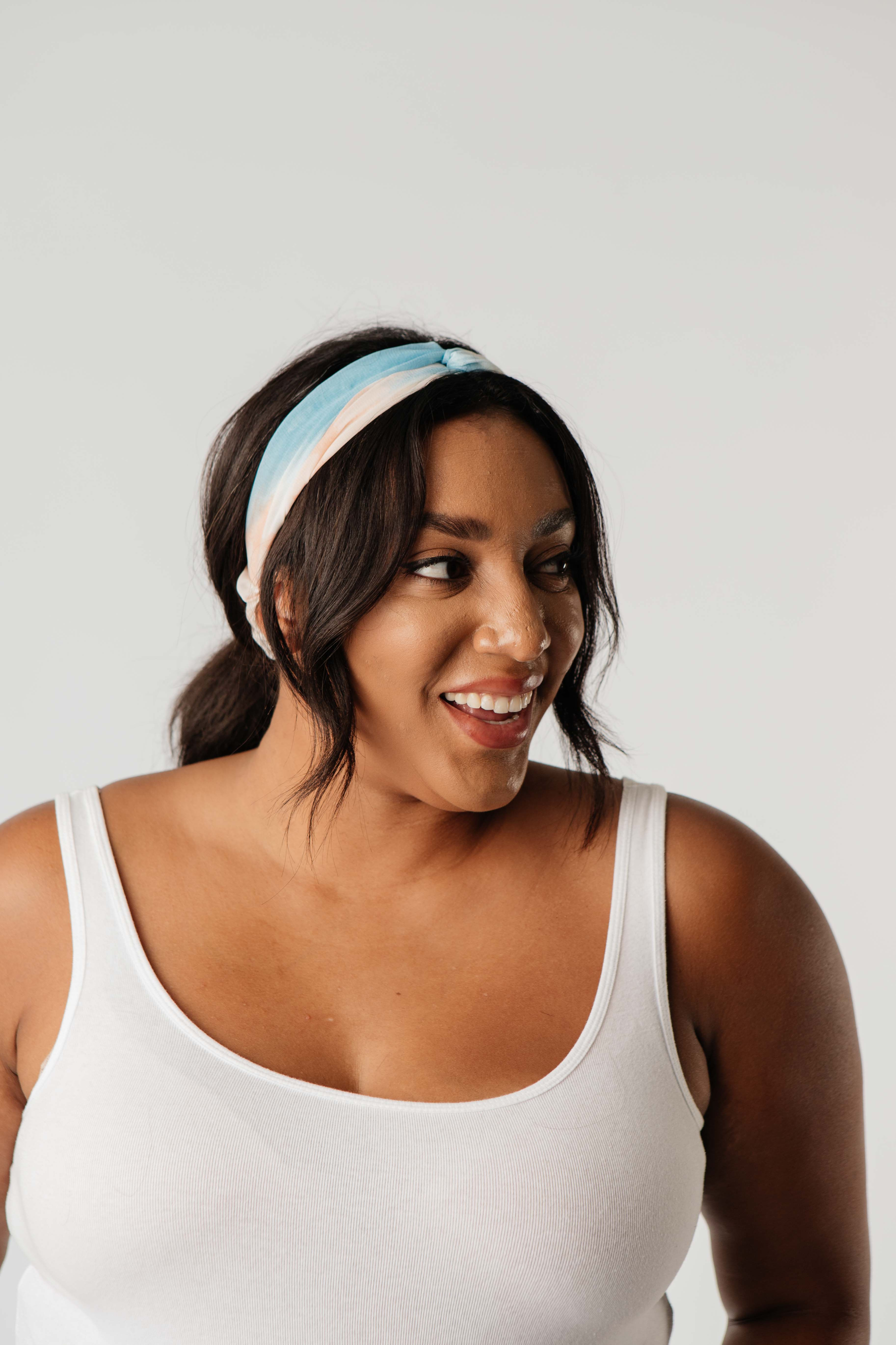 Tie Dye Headband In Blush & Blue