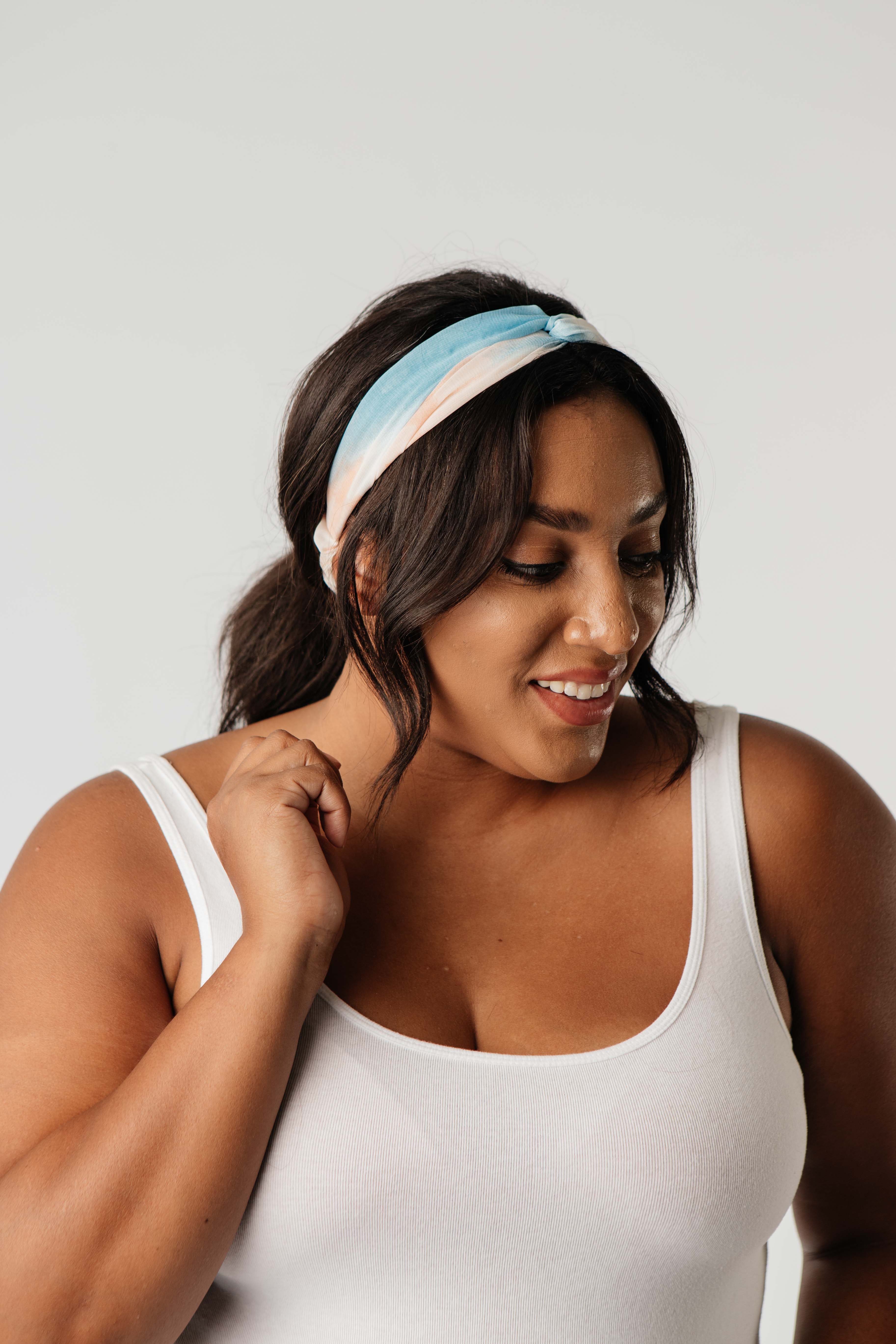 Tie Dye Headband In Blush & Blue