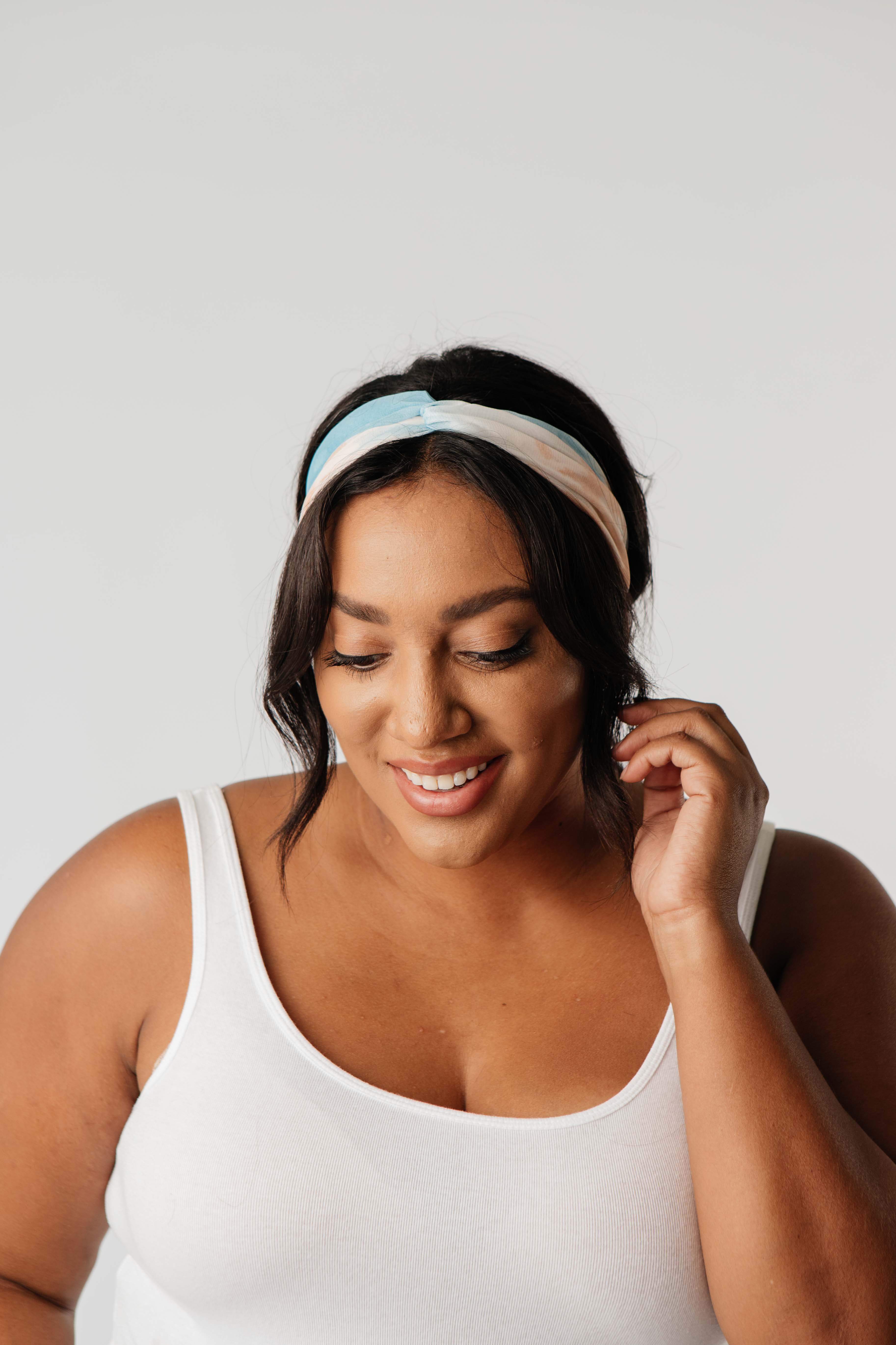 Tie Dye Headband In Blush & Blue