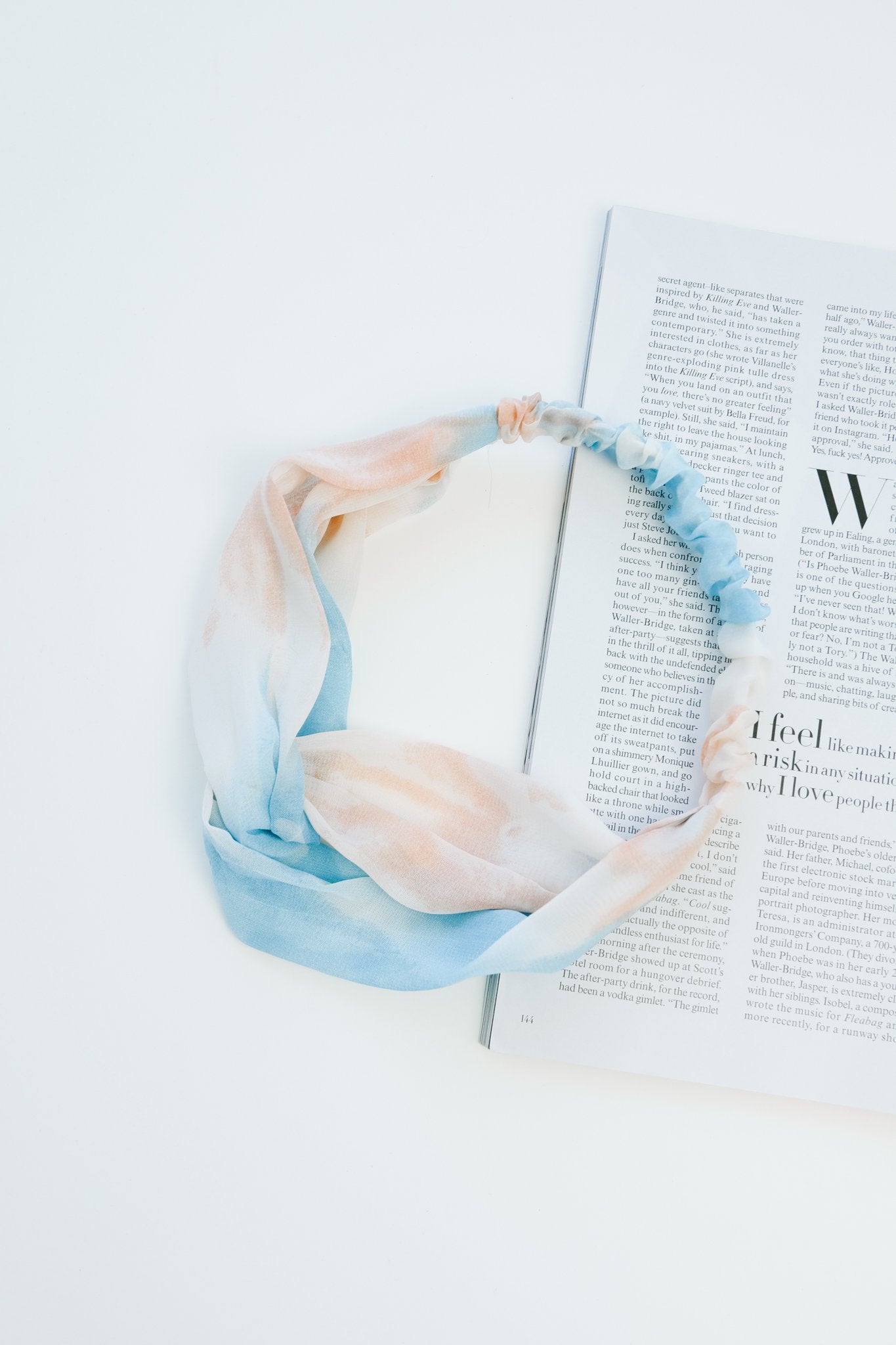 Tie Dye Headband In Blush & Blue