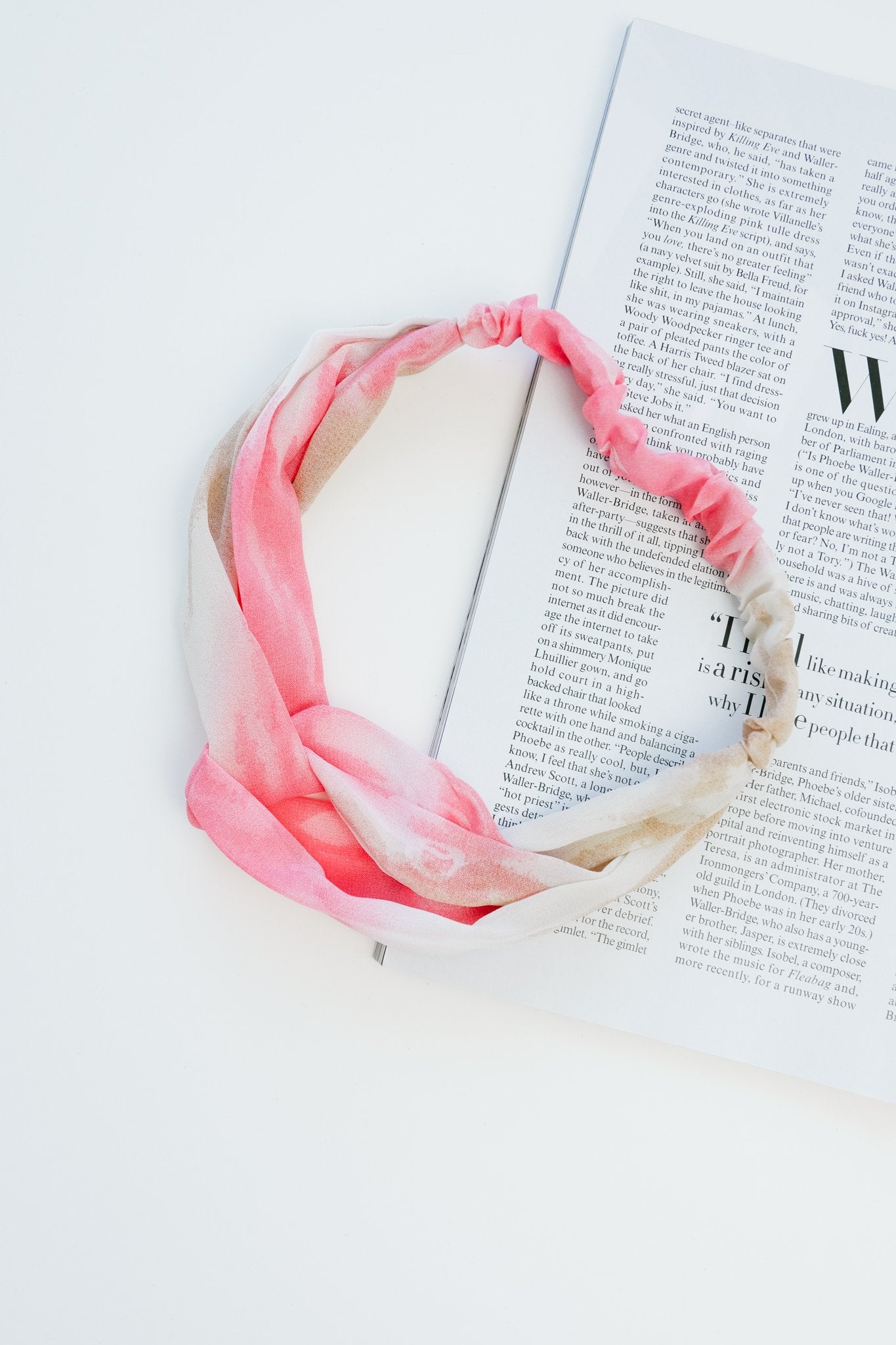 Tie Dye Headband In Pink & Taupe