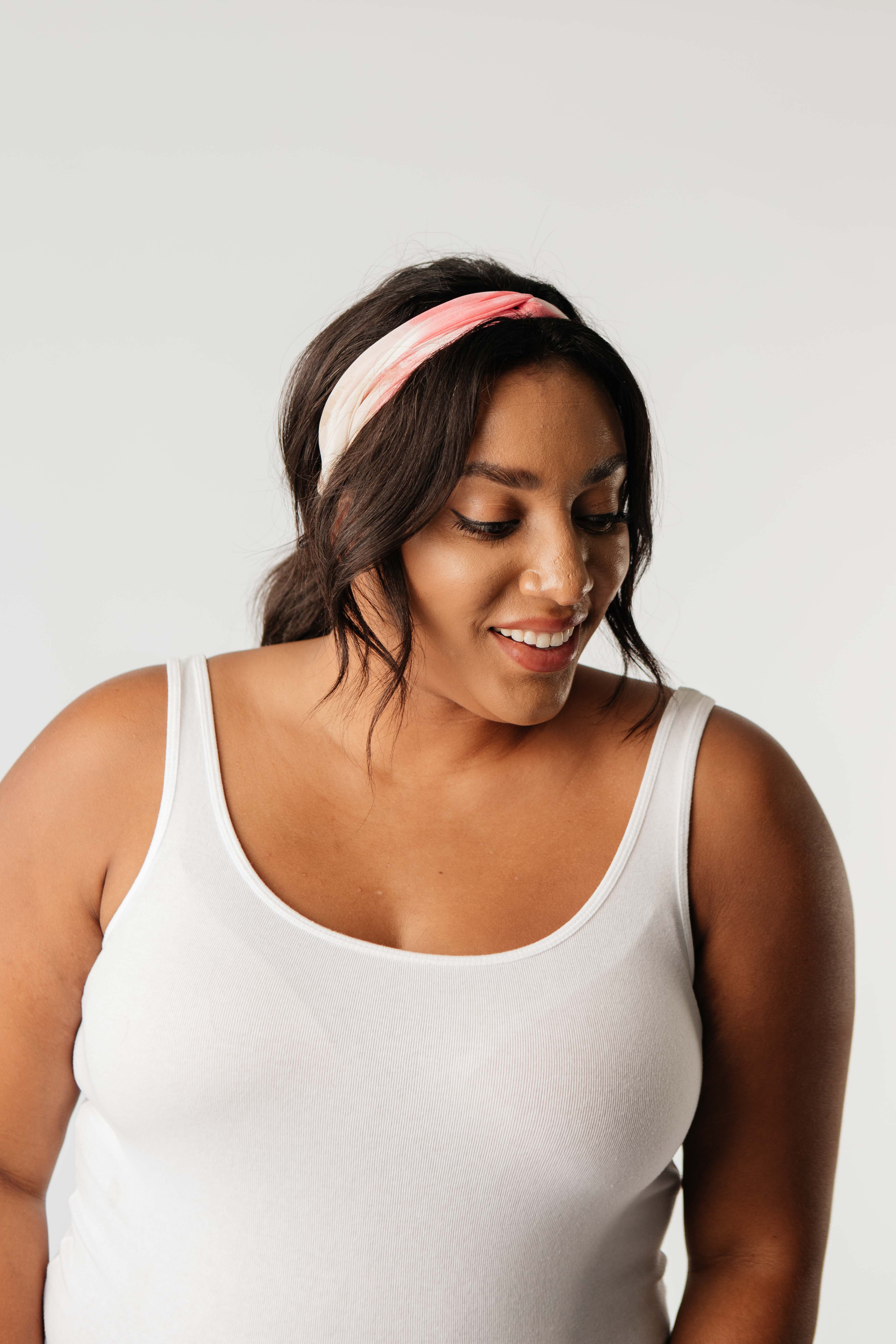 Tie Dye Headband In Pink & Taupe