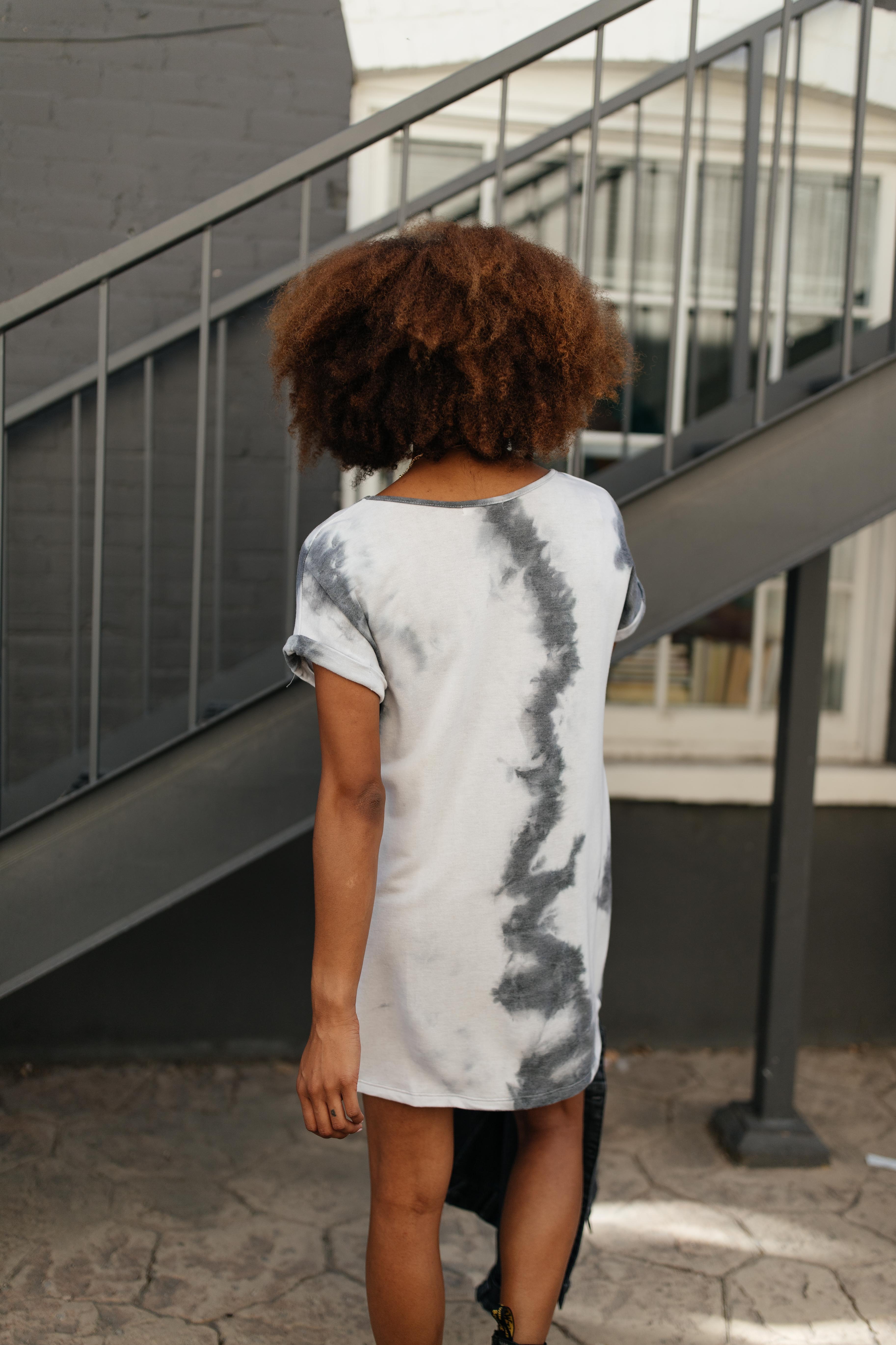 Tie Dye T-Shirt Dress In Charcoal