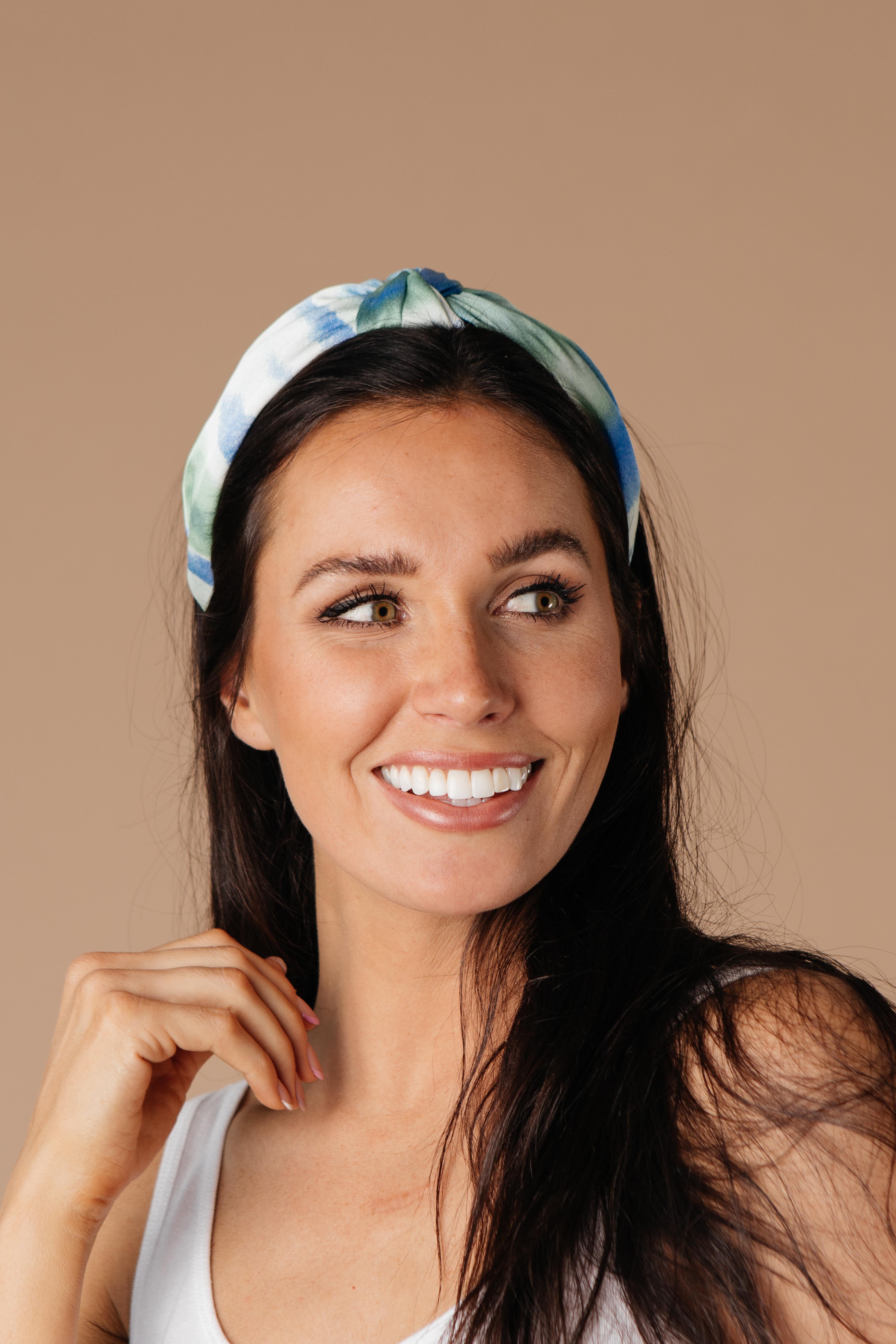 Tie Dye The Knot Headband In Blue & Green
