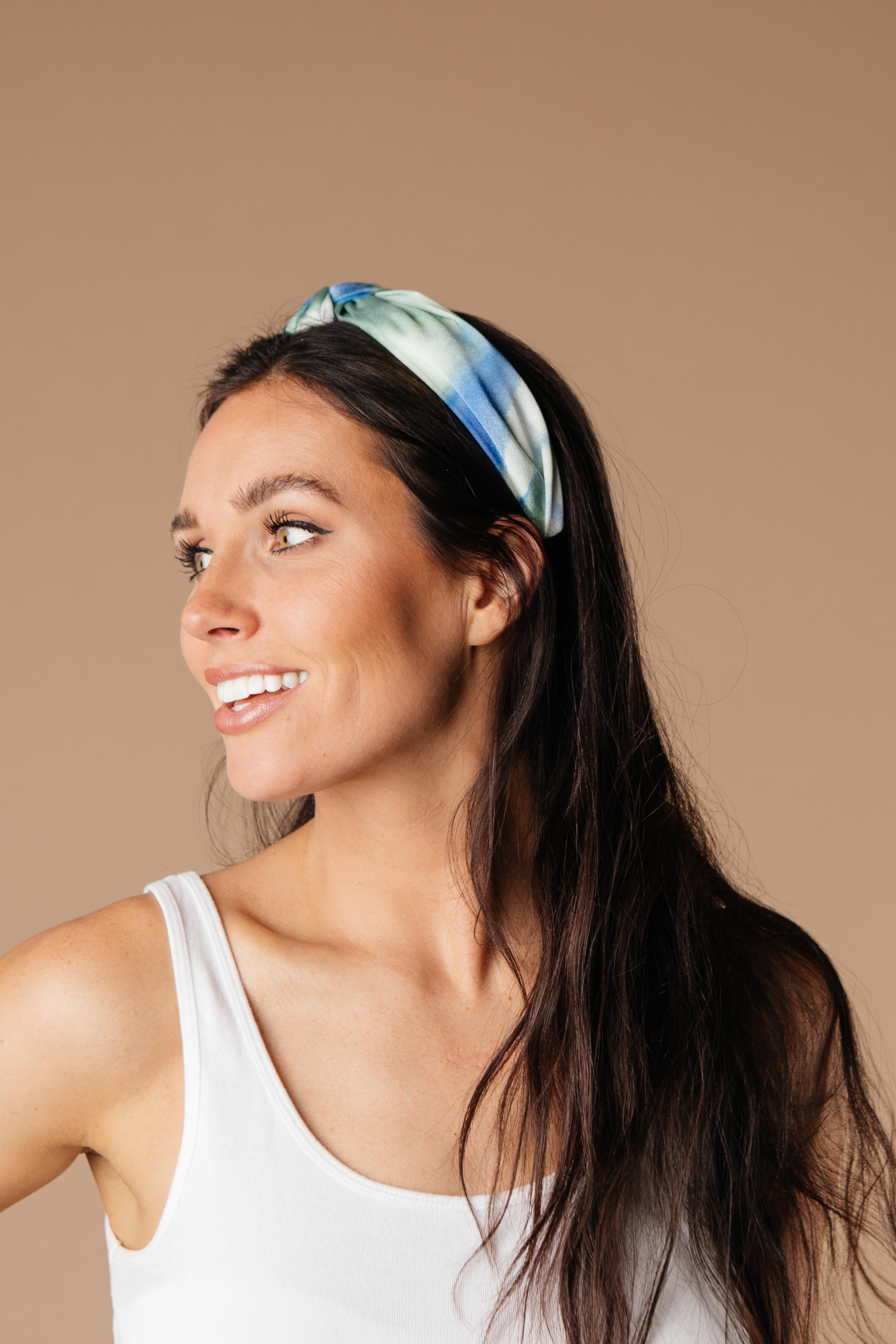 Tie Dye The Knot Headband In Blue & Green