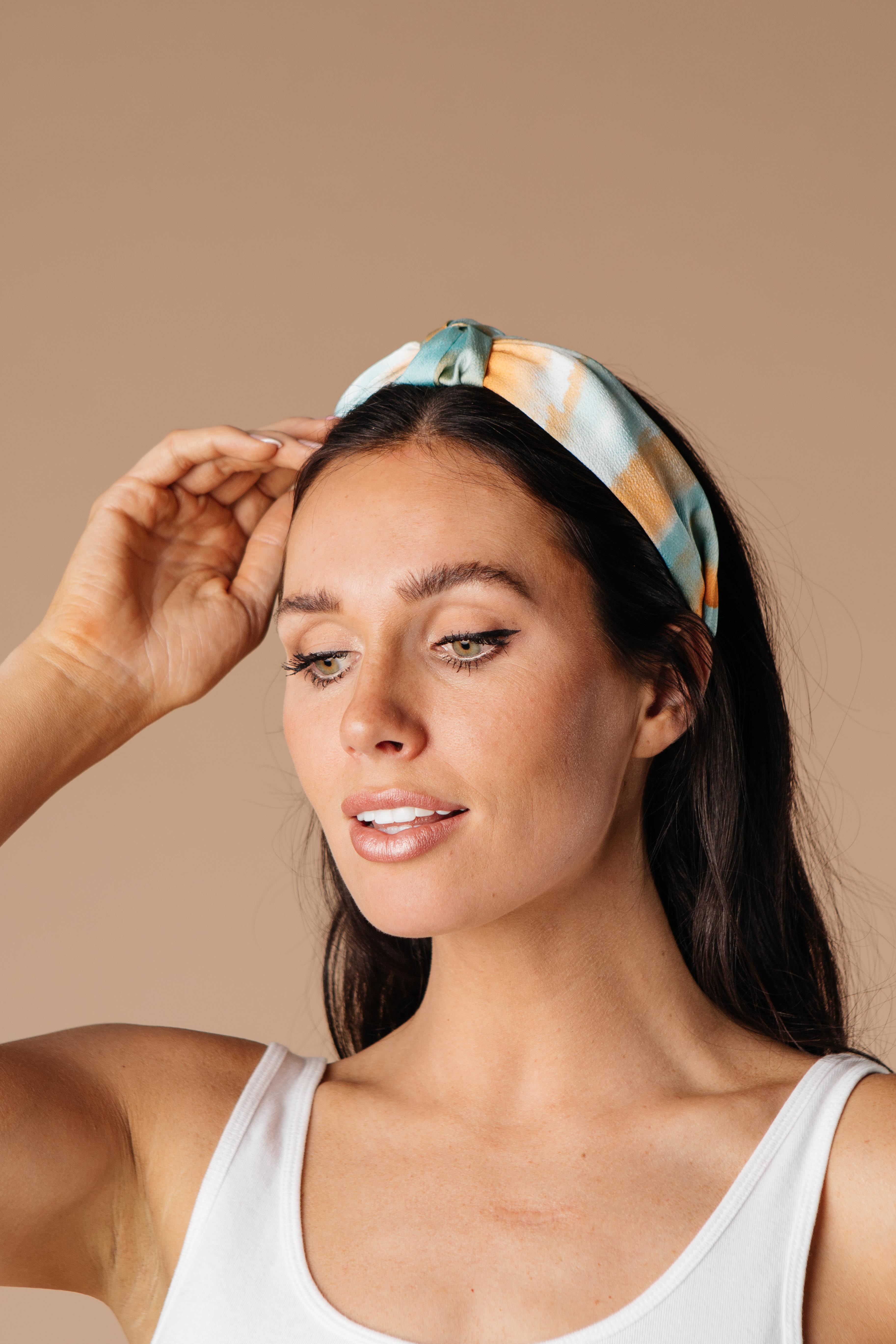 Tie Dye The Knot Headband In Teal & Orange