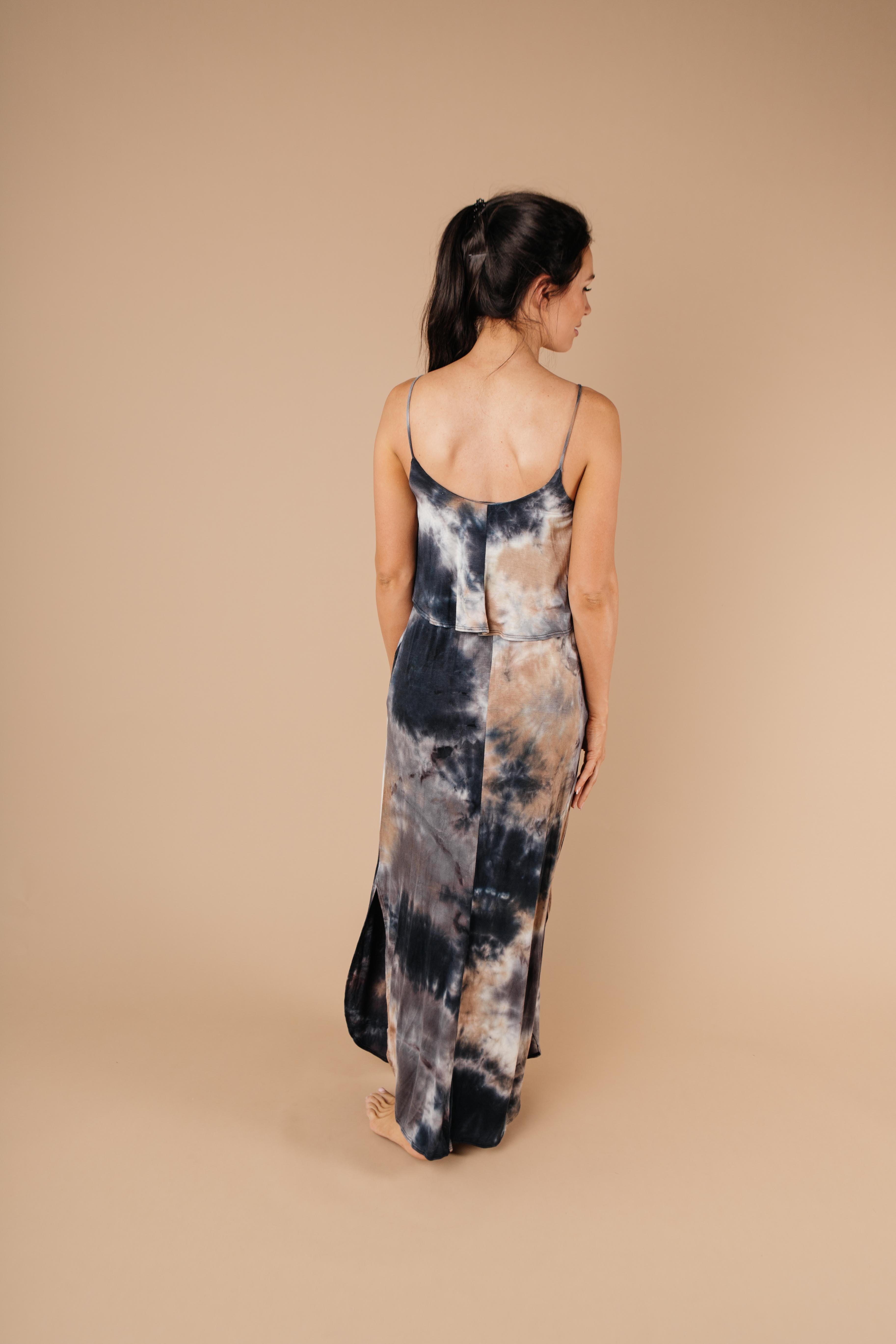 Timeless Neutral Tie Dye Maxi Dress