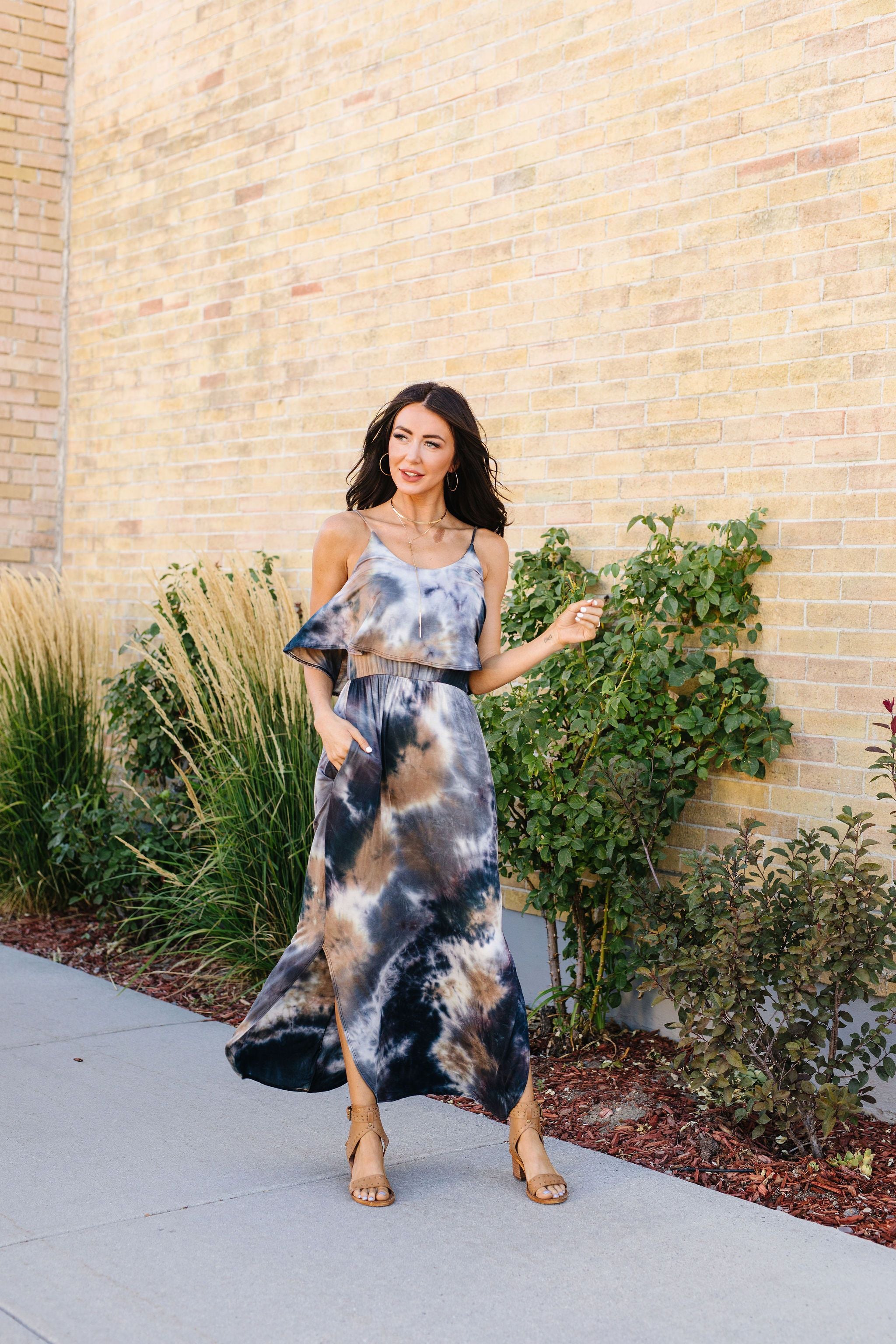 Timeless Neutral Tie Dye Maxi Dress