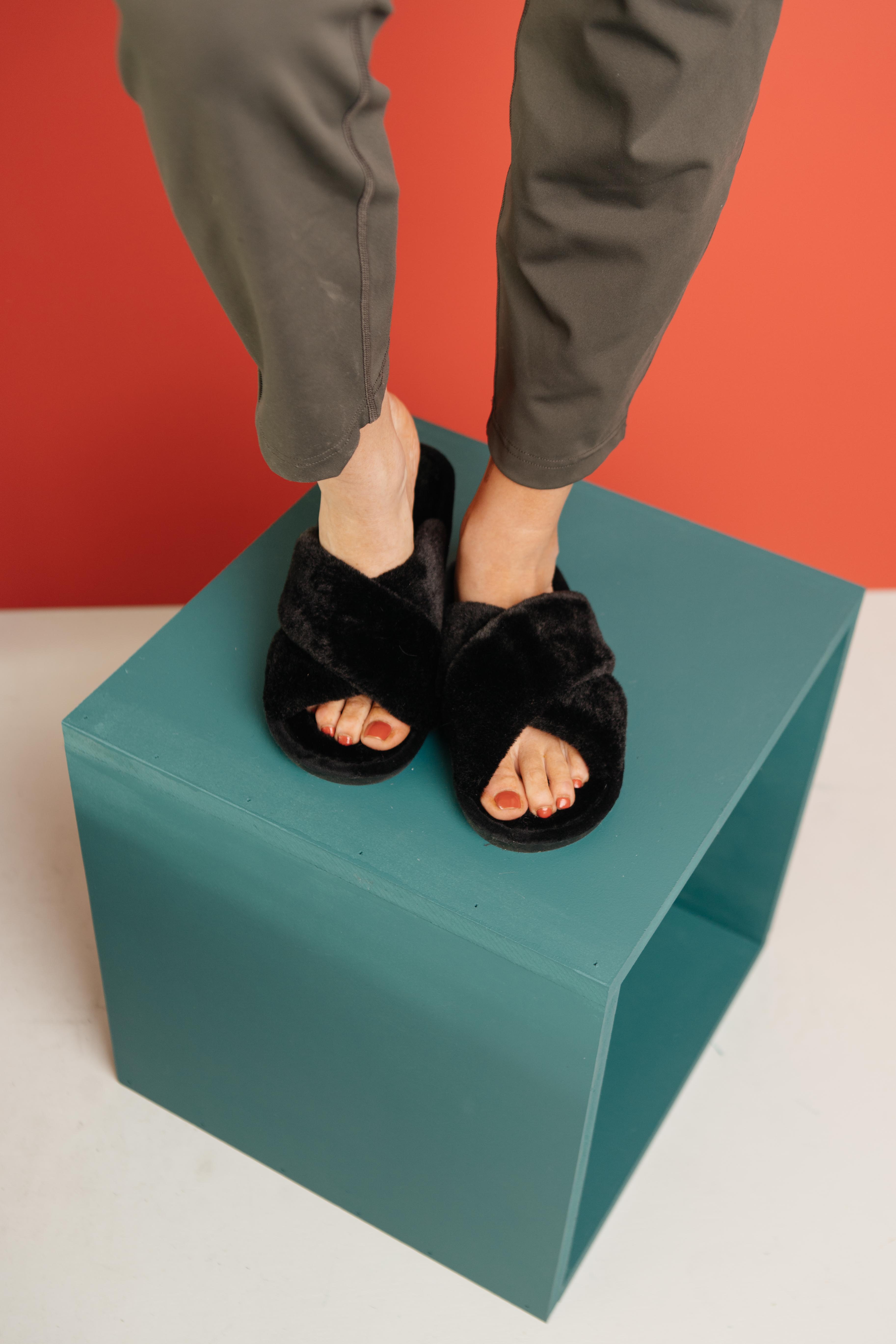 Toasty But Mostly Cozy Black Slippers