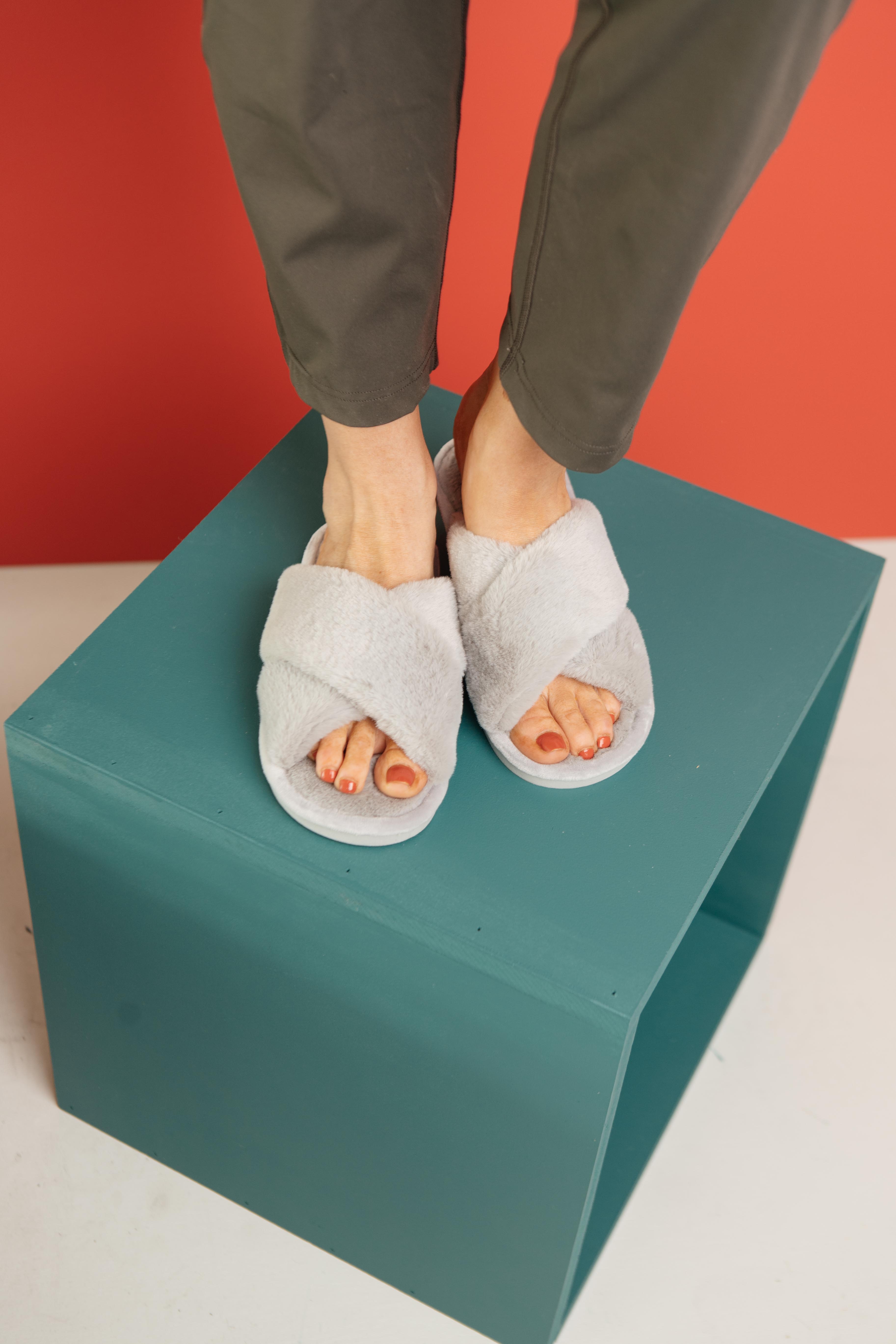 Toasty But Mostly Cozy Gray Slippers