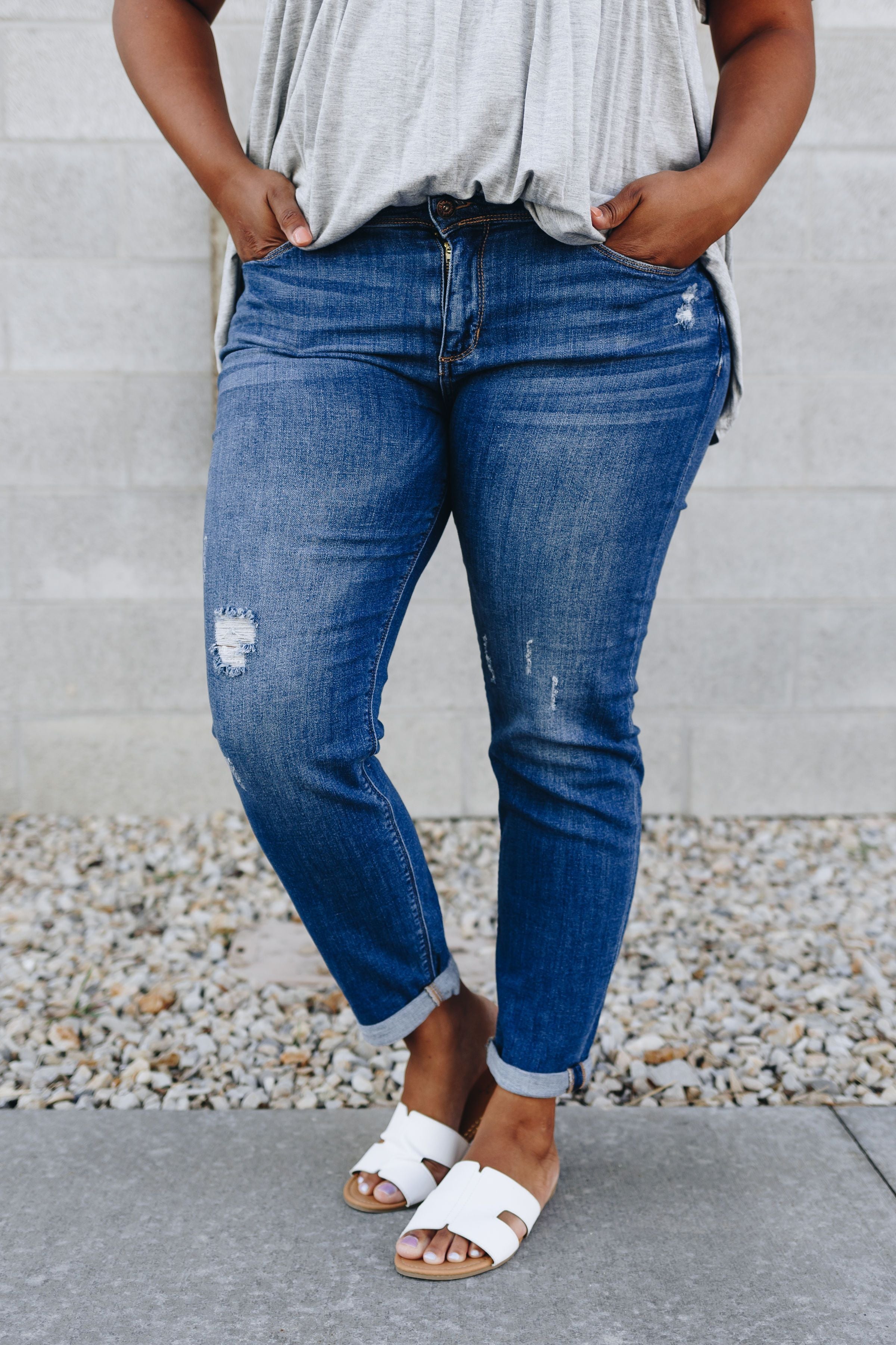 Tomboy High Rise Distressed Skinnies