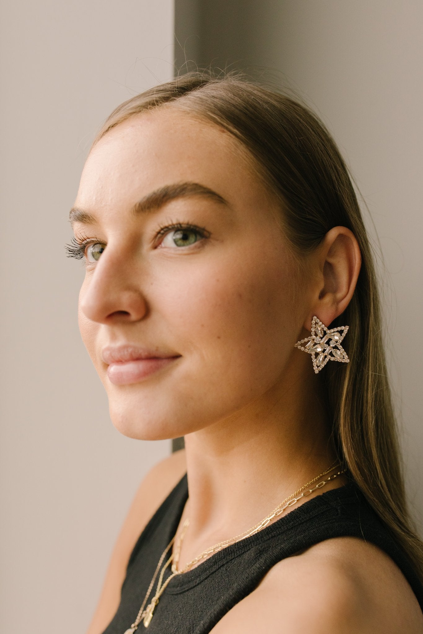 Tree Topper Star Earrings in Gold