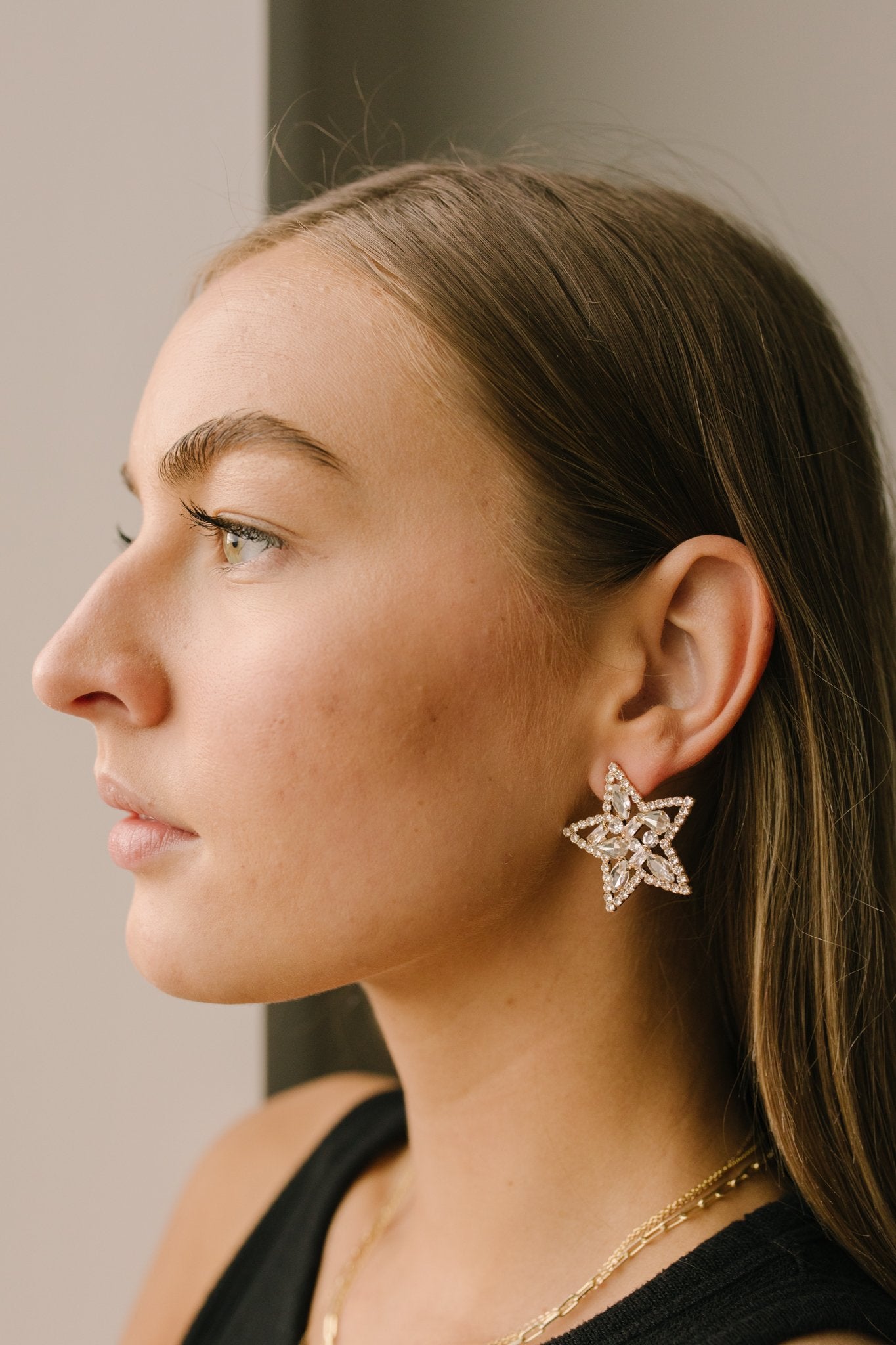 Tree Topper Star Earrings in Gold