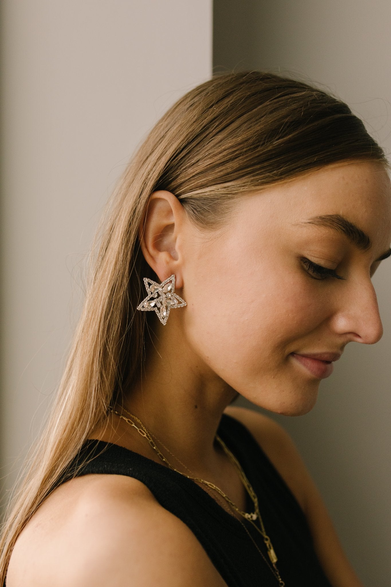 Tree Topper Star Earrings in Silver