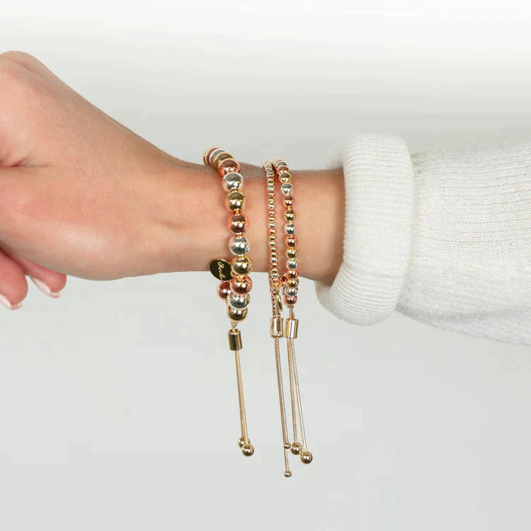 Tri Tone Adjustable Bracelet in Assorted Sizes