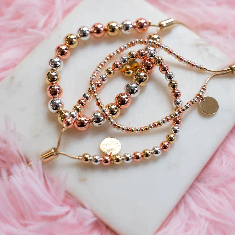 Tri Tone Adjustable Bracelet in Assorted Sizes