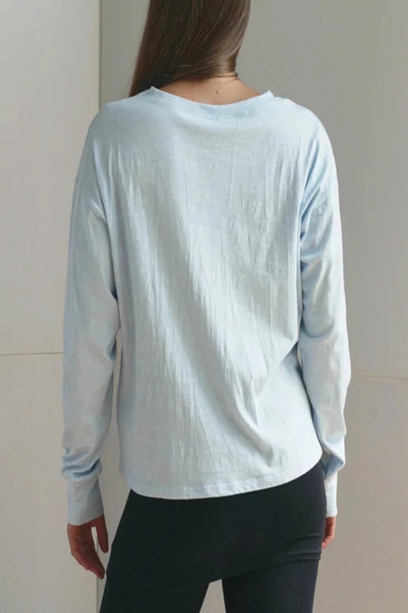 Anytime Long Sleeve Tee in Light Blue
