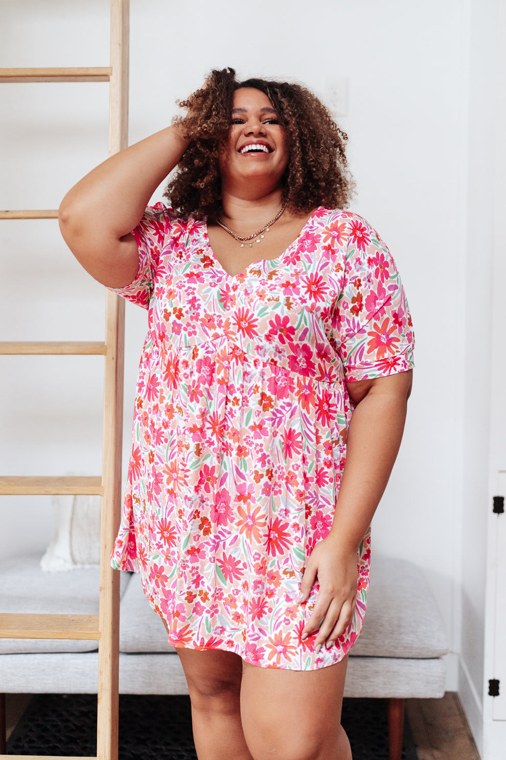 Vintage Daisies Dress In Pink