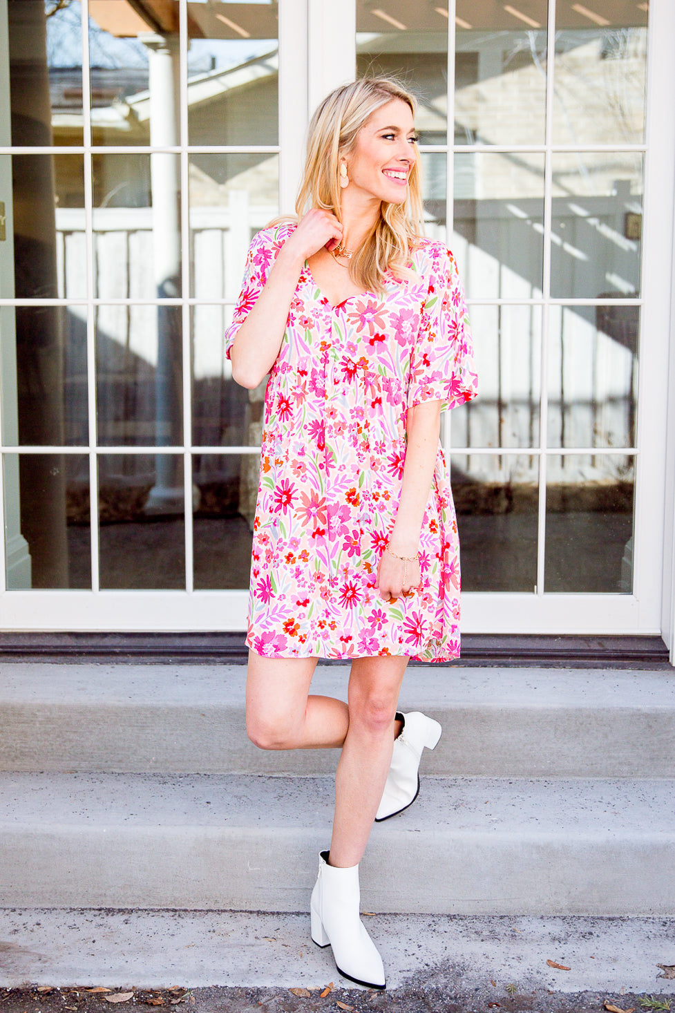 Vintage Daisies Dress In Pink