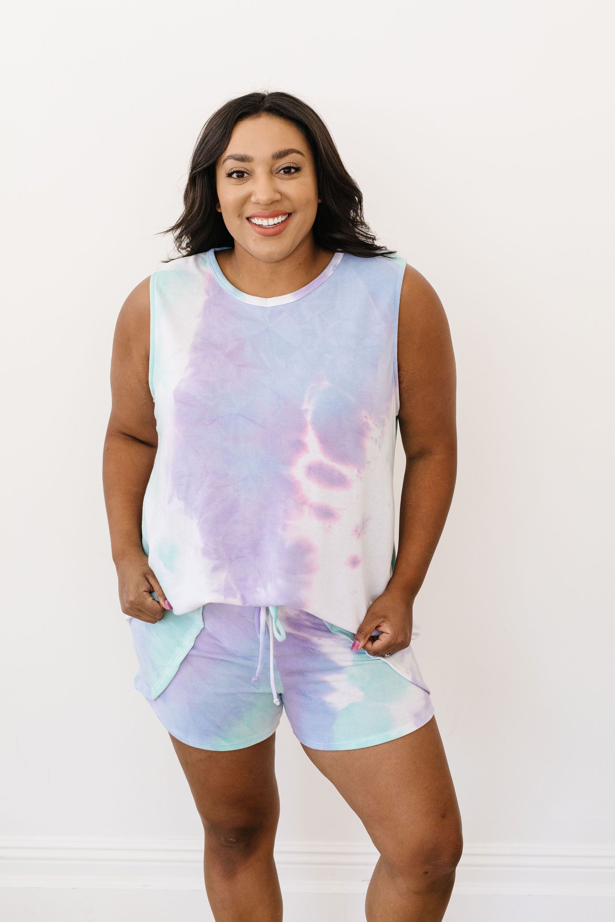 Watercolor Tie Dye Tank In Lilac