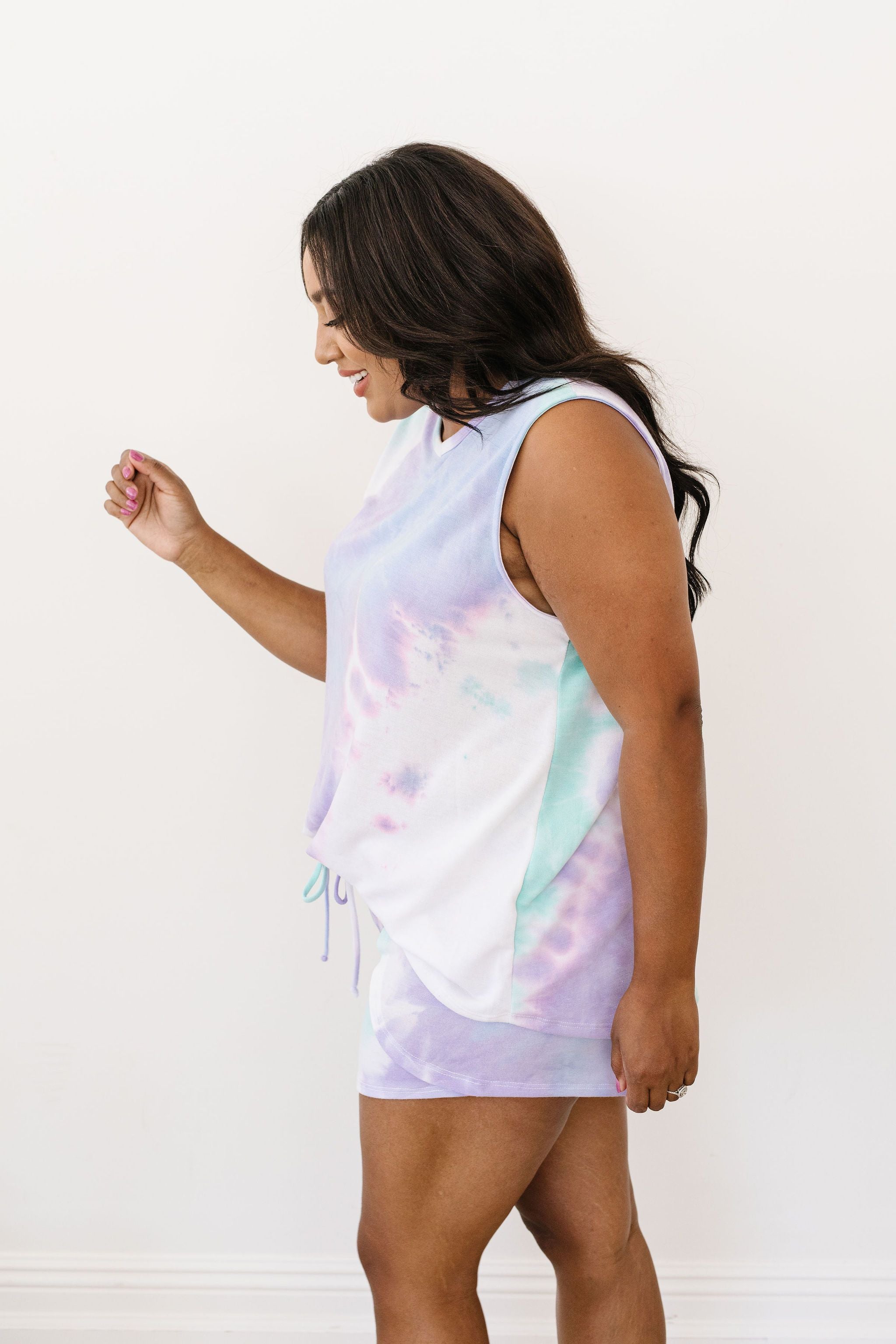 Watercolor Tie Dye Tank In Lilac