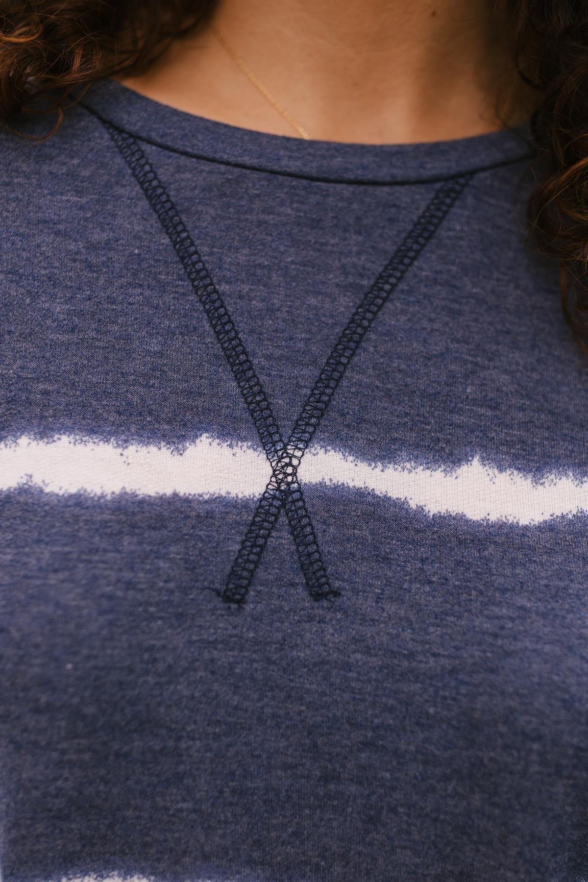 Wave of Stripes Top in Steel Blue