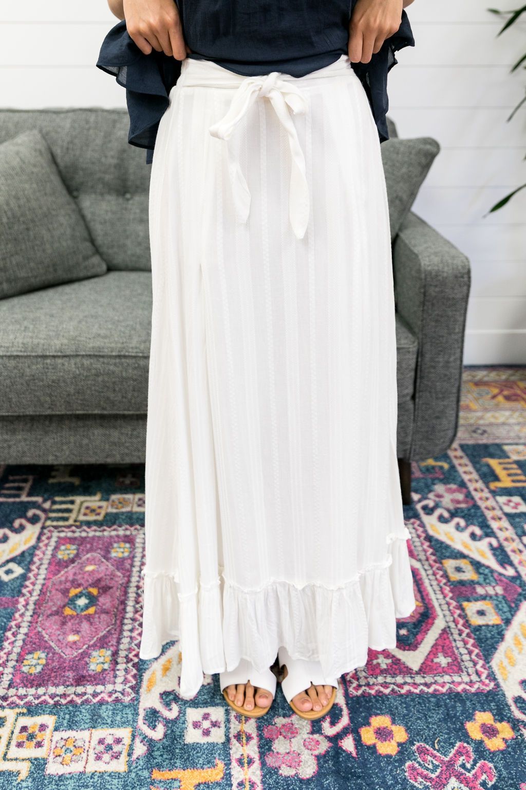 White Ruffled Maxi Skirt