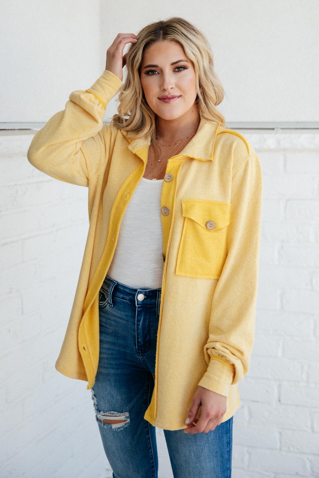 Borrowed From My Boyfriend Jacket in Yellow- 8/5/2021