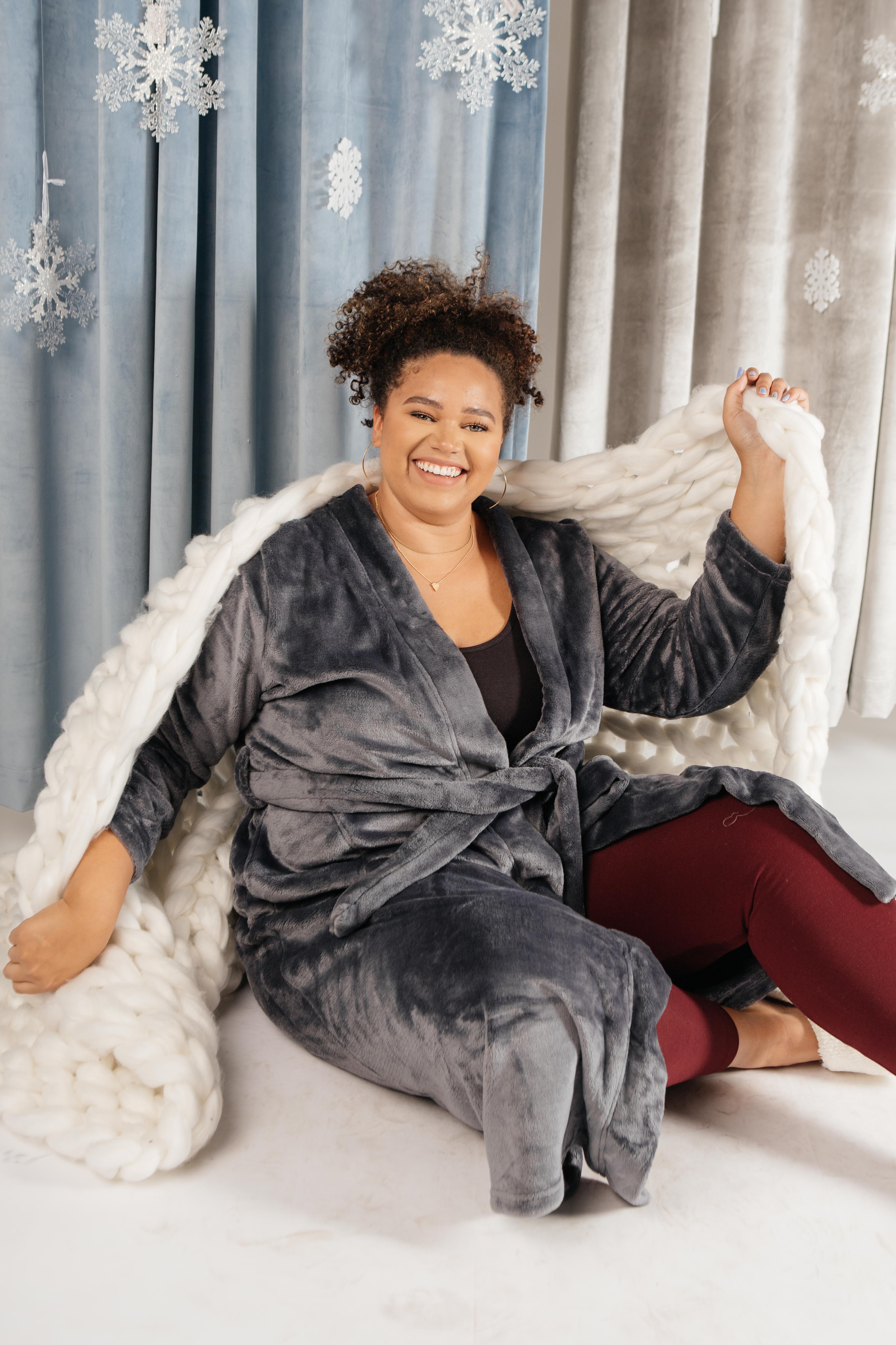 You Time Robe in Charcoal