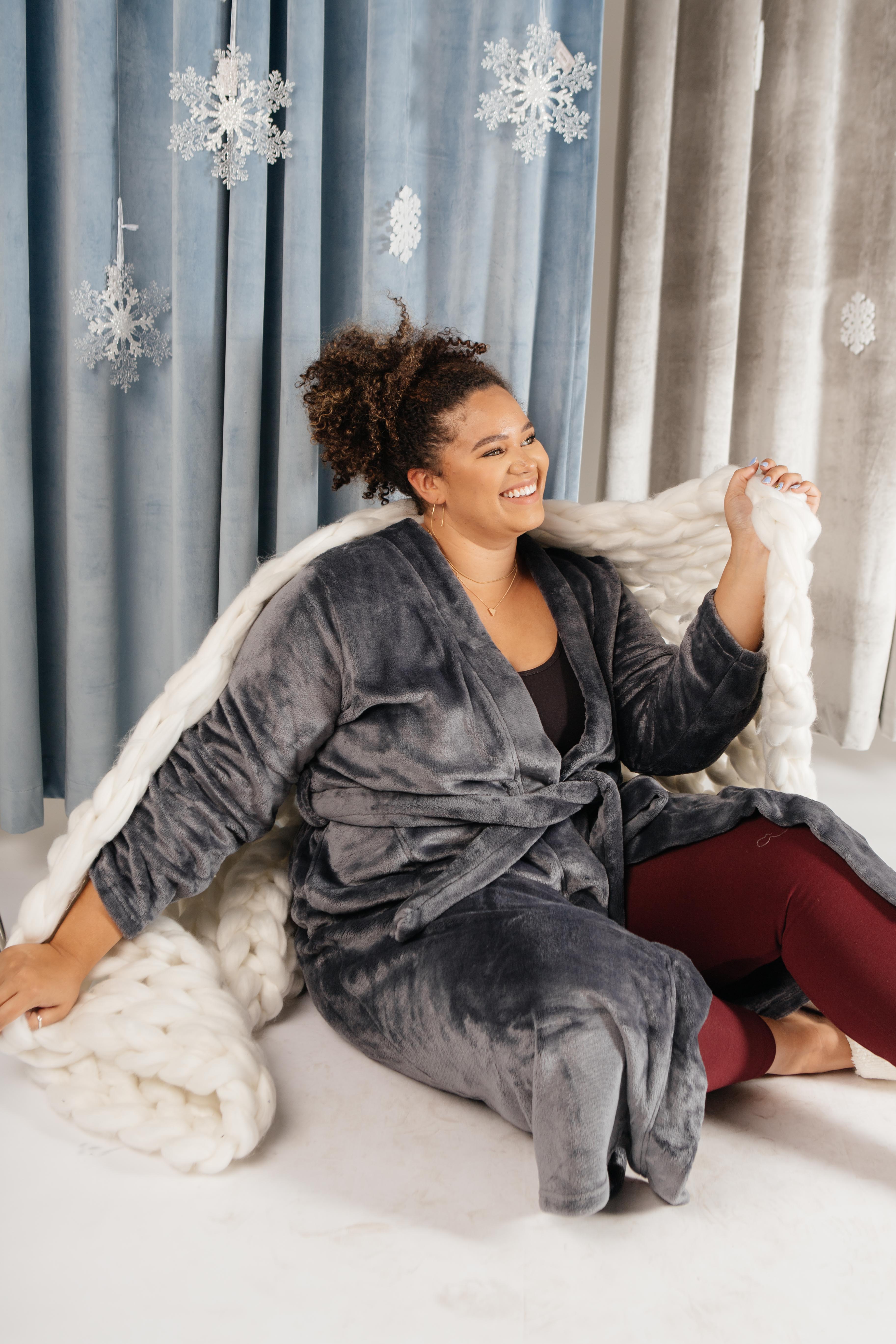 You Time Robe in Charcoal