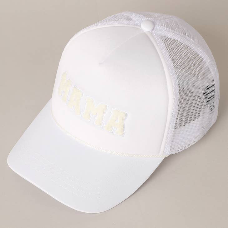 PREORDER: Mama Chenille Letter Patch Trucker Hat in Three Colors