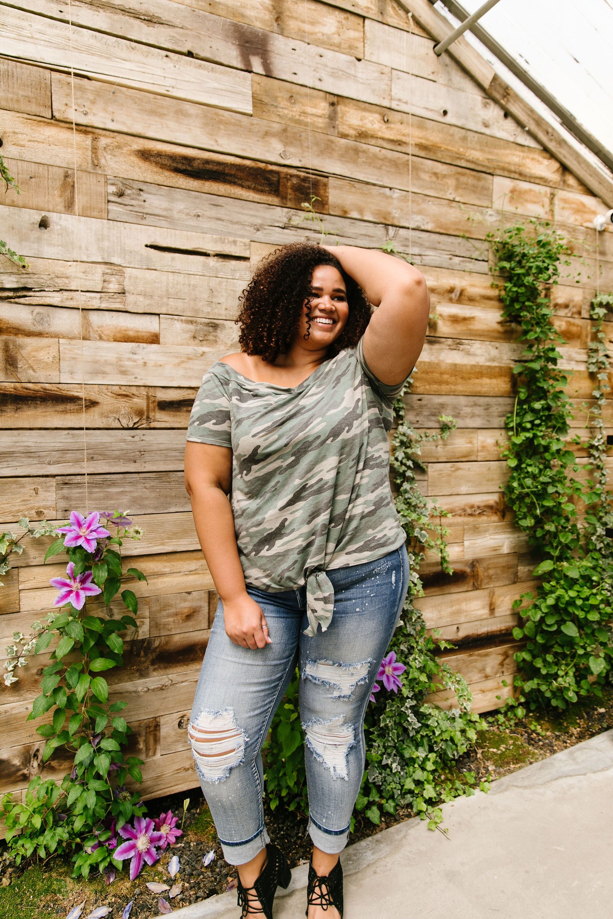 Above & Below Camo Top