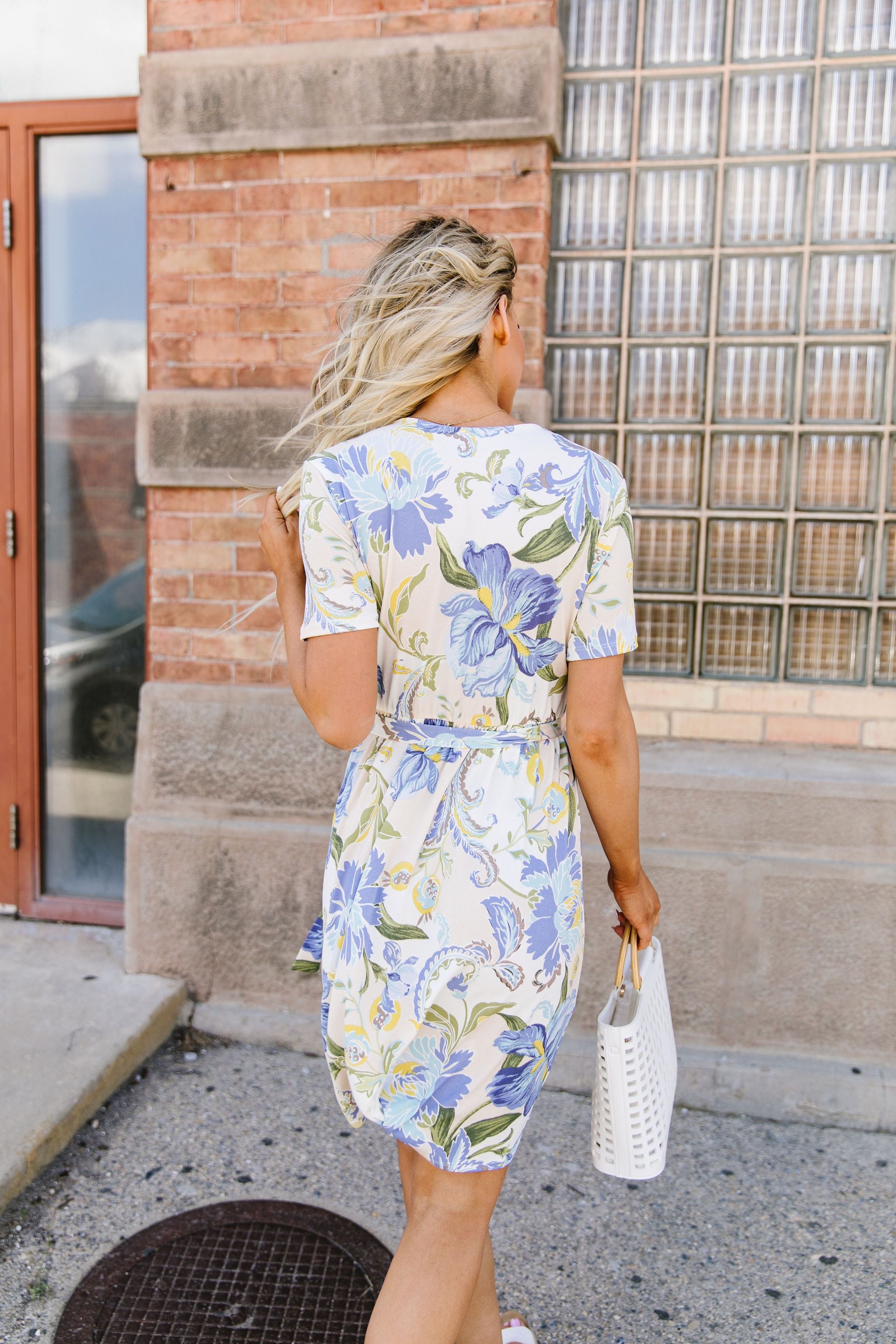 Abstract Iris Print Wrap Dress