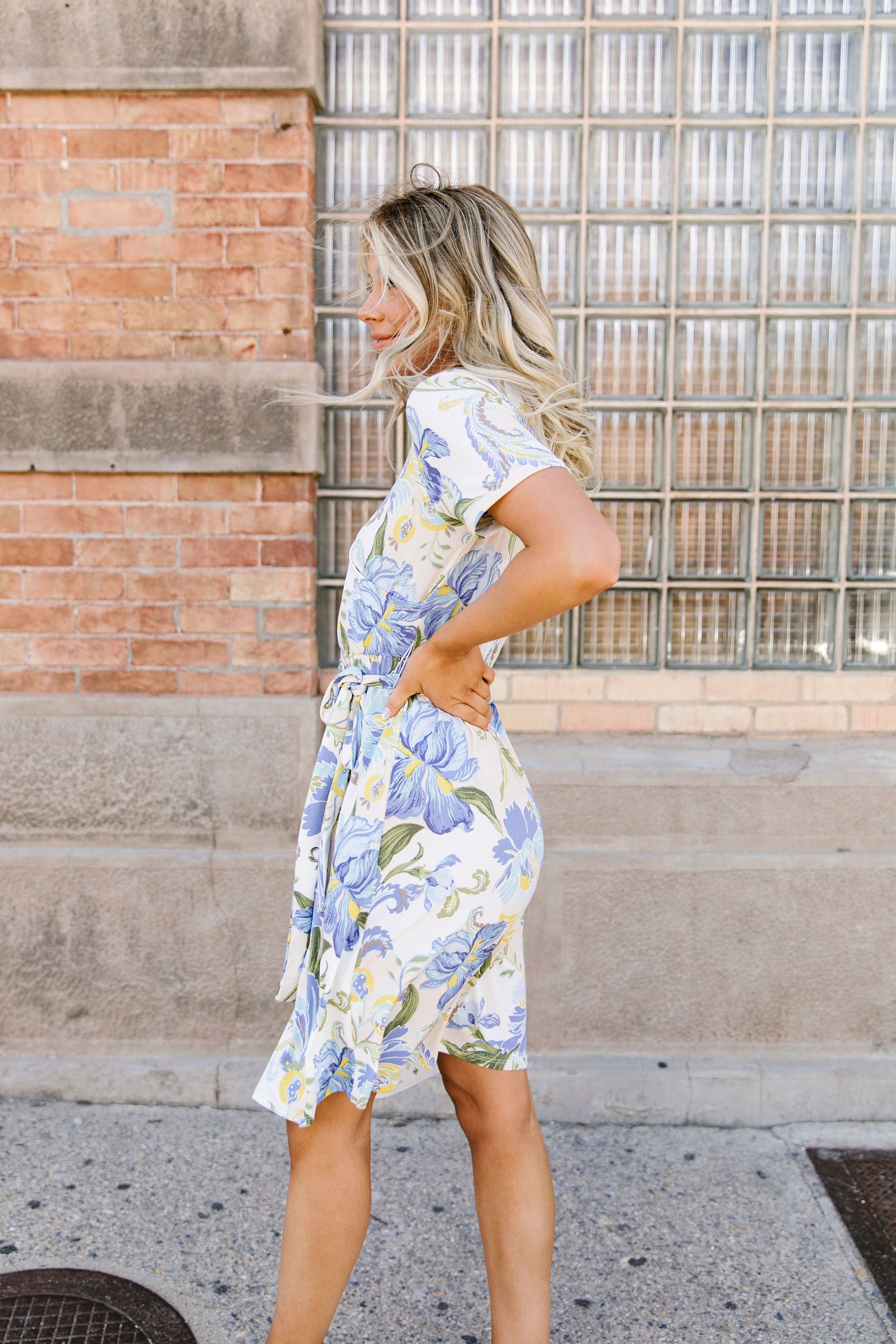 Abstract Iris Print Wrap Dress