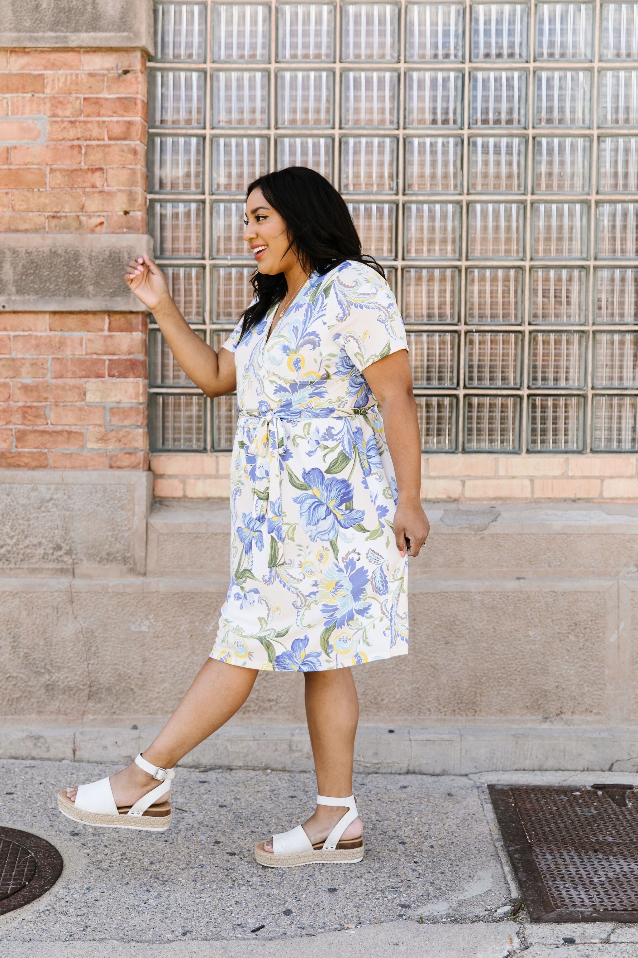 Abstract Iris Print Wrap Dress